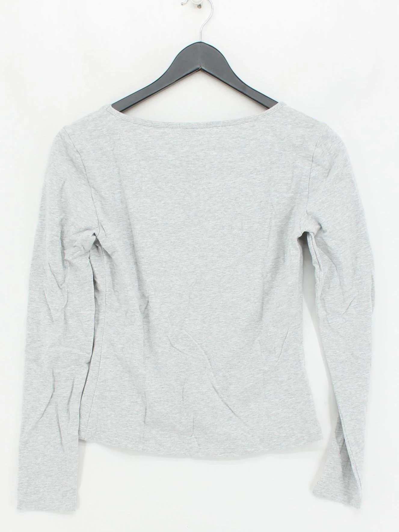 Adanola Women's Top S Grey 100% Cotton Long Sleeve Square Neck Basic - Image 2