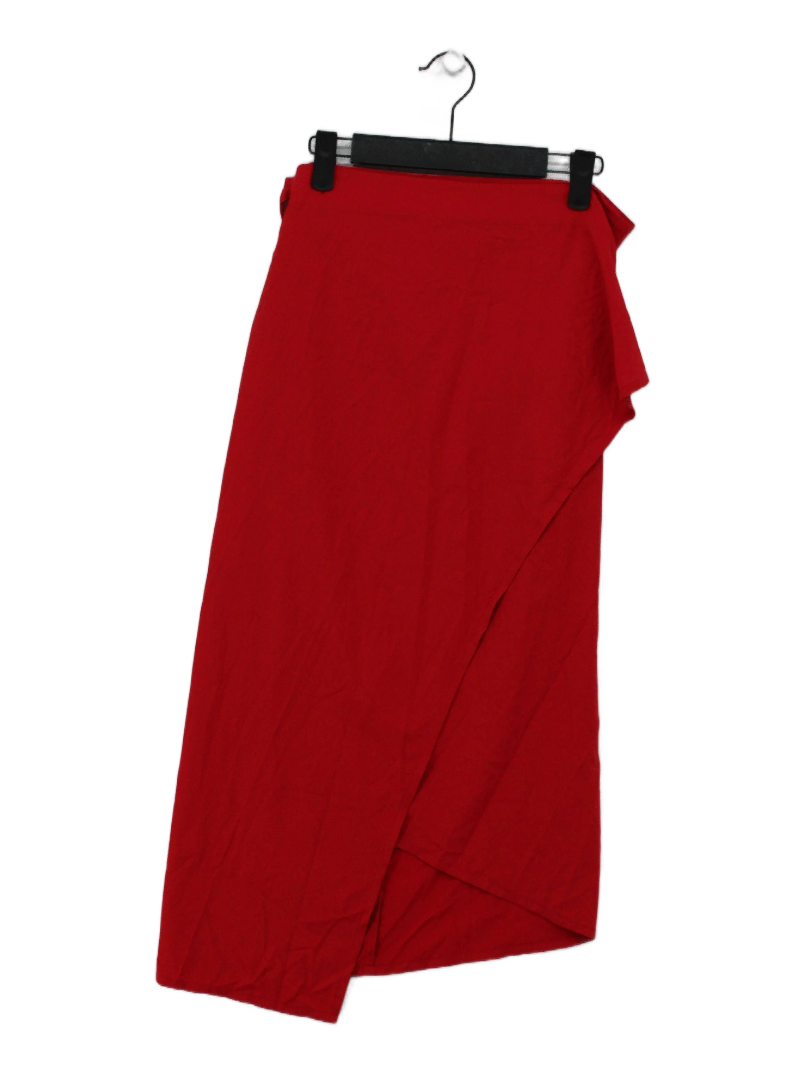 ADAY Women's Midi Skirt S Red Nylon with Spandex Midi Wrap