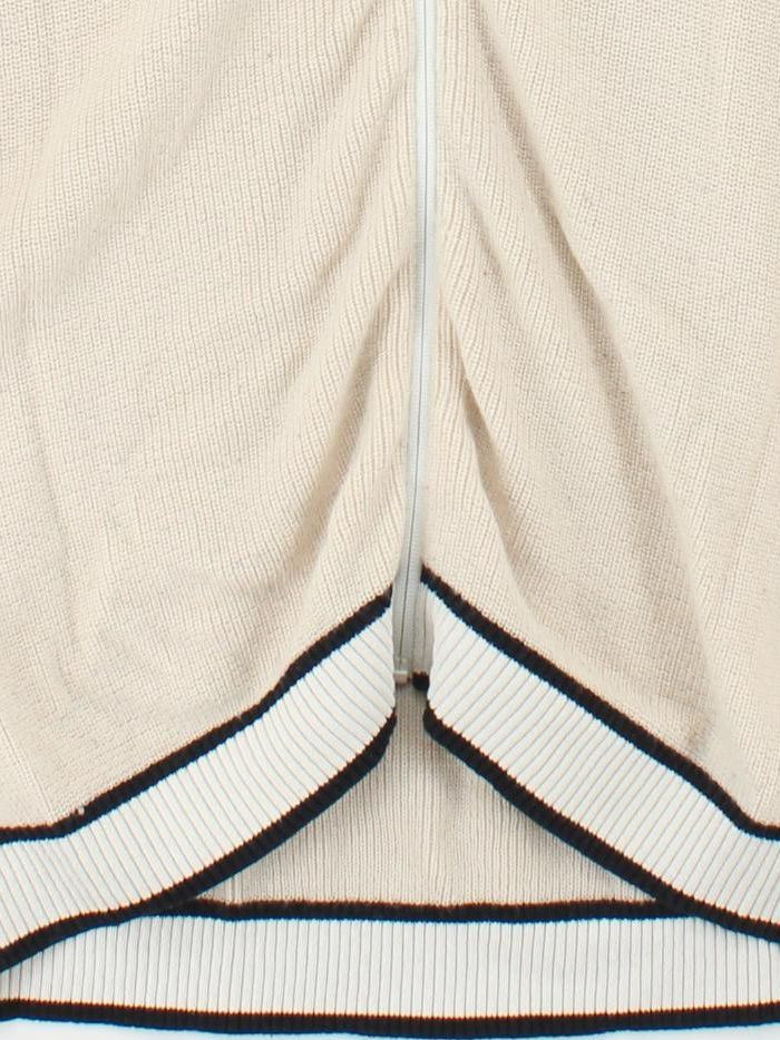 Adidas Men's Cardigan XL Cream Striped 100% Other Collared Cardigan - Image 4