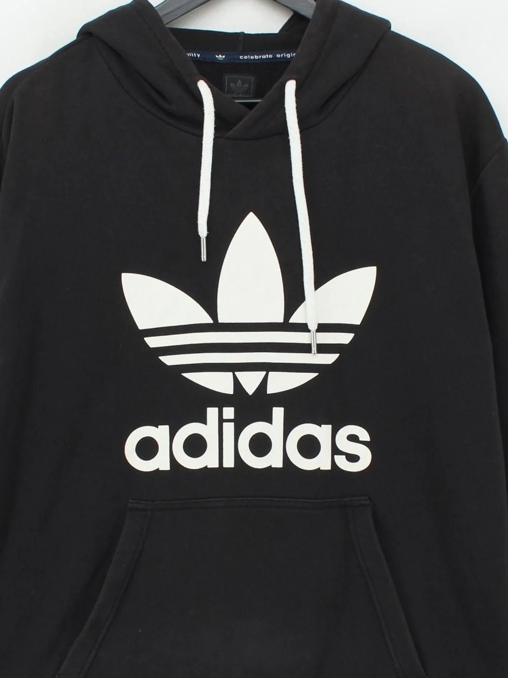 Adidas Men's Hoodie L Black Graphic Cotton with Polyester Pullover - Image 3