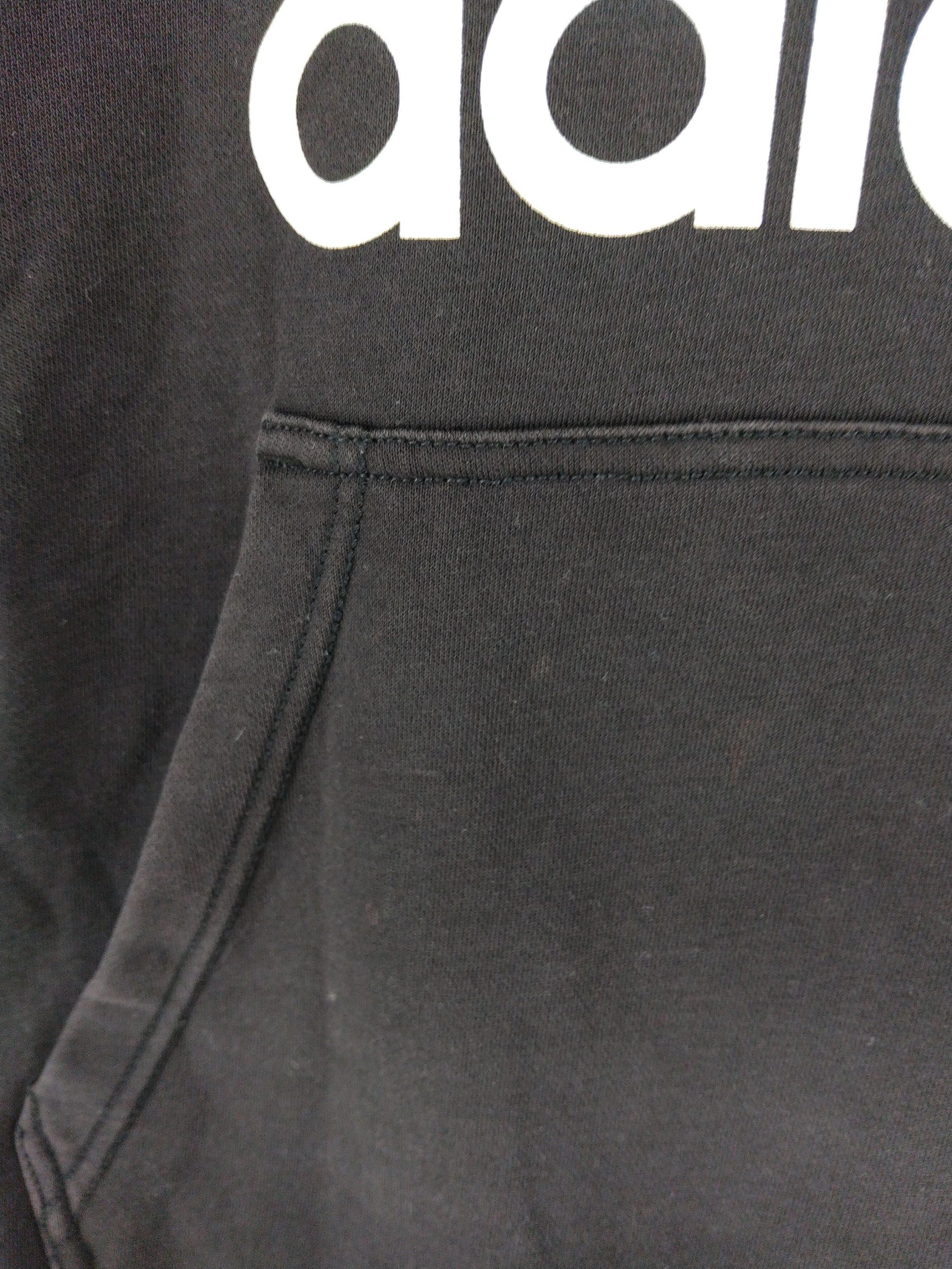 Adidas Men's Hoodie L Black Graphic Cotton with Polyester Pullover - Image 5