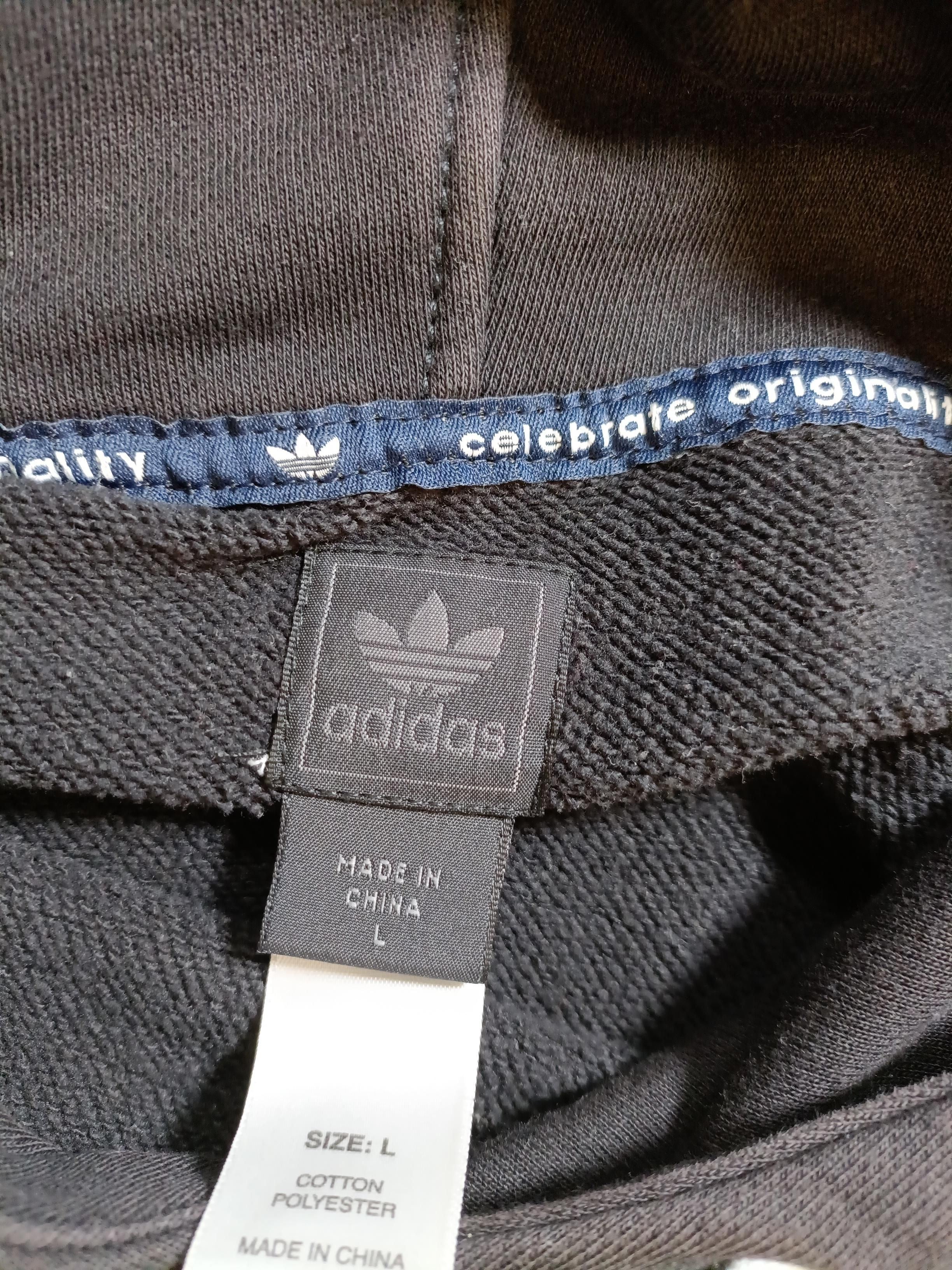Adidas Men's Hoodie L Black Graphic Cotton with Polyester Pullover - Image 7