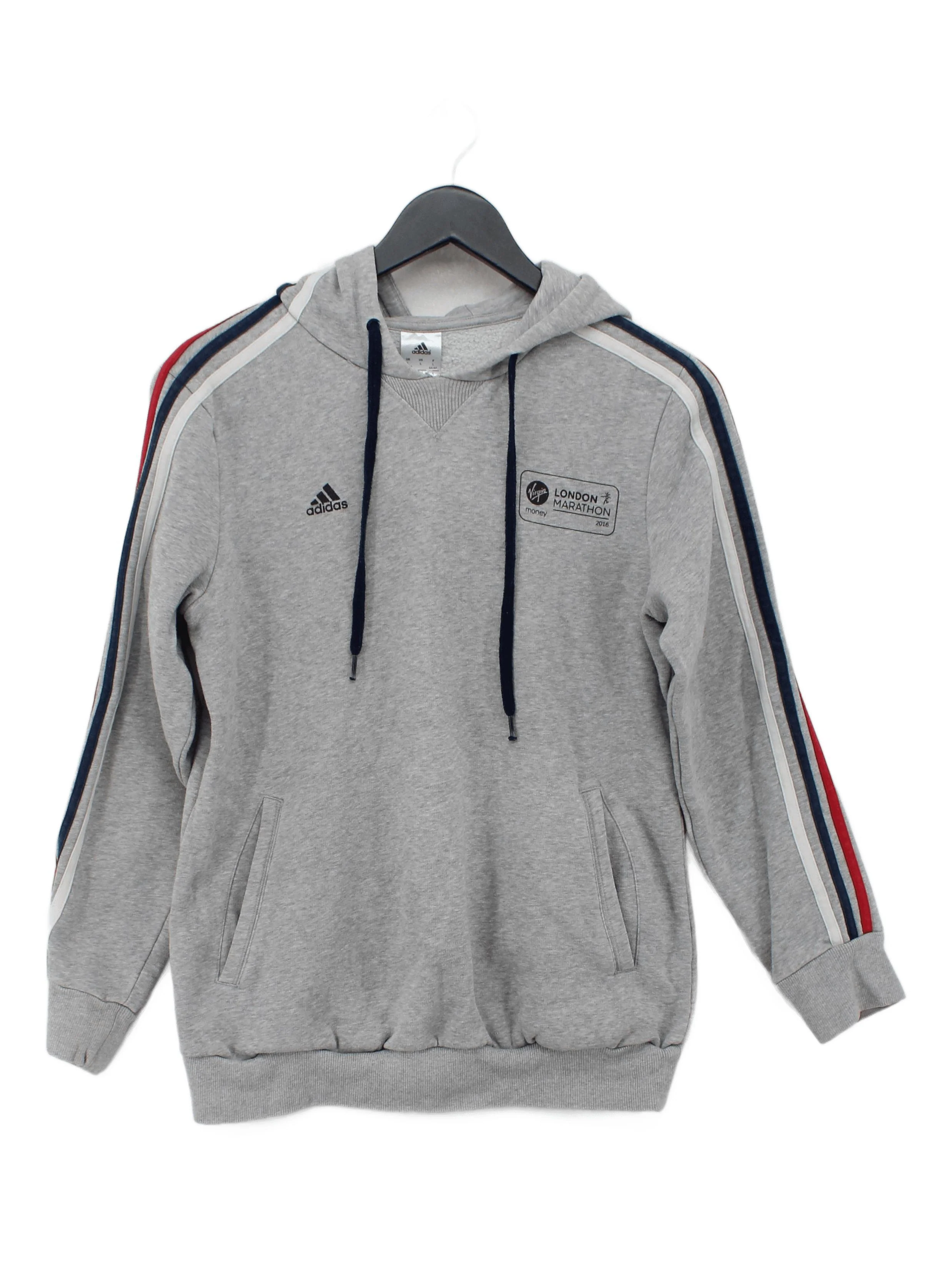 Adidas Men's Hoodie L Grey Cotton with Polyester Pullover