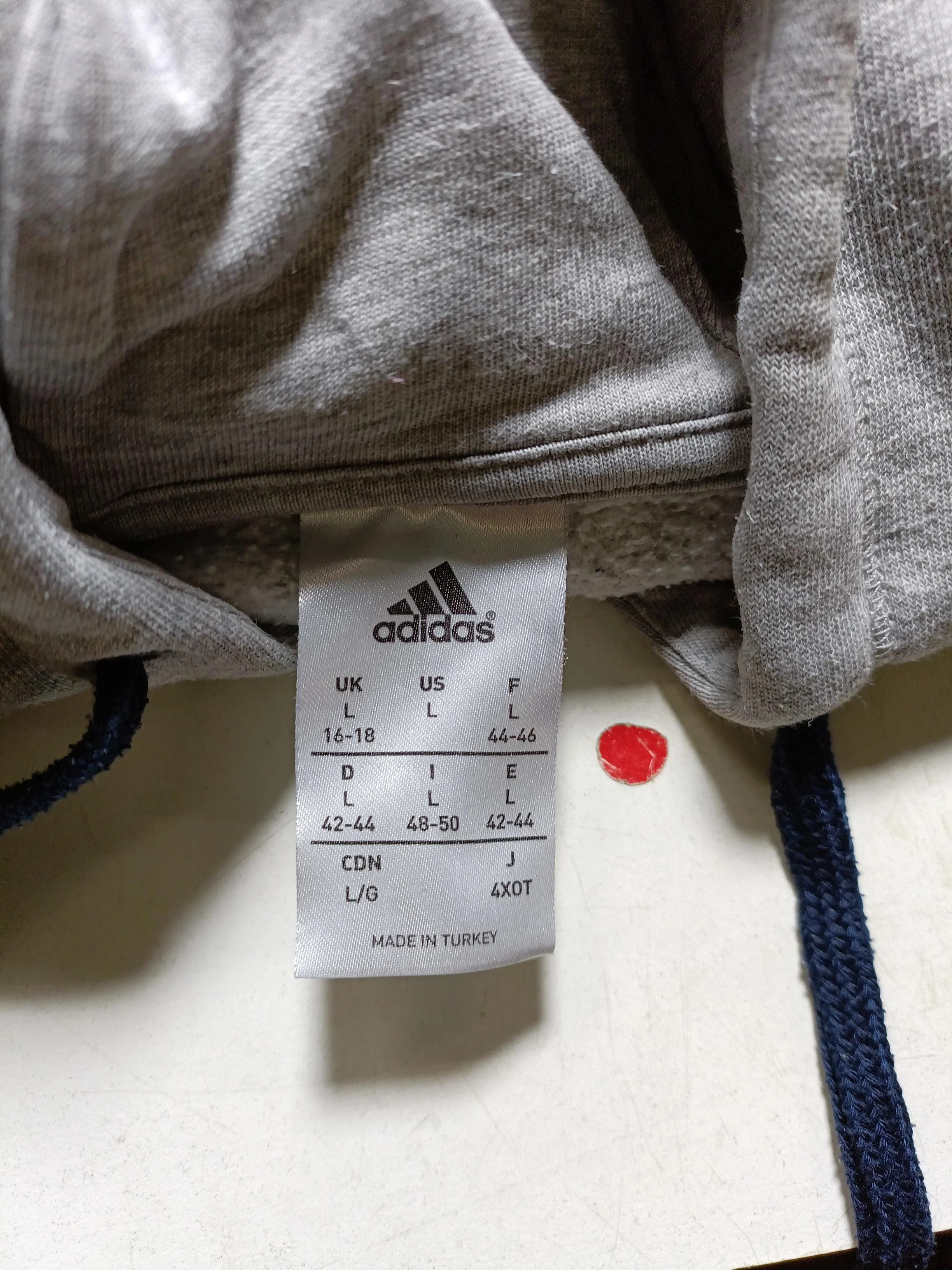 Adidas Men's Hoodie L Grey Cotton with Polyester Pullover - Image 6