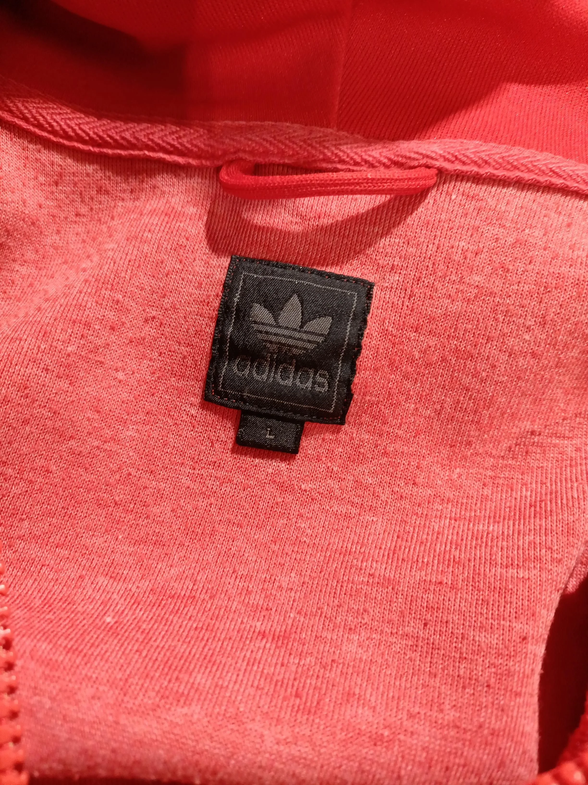 Adidas Men's Hoodie L Red Polyester with Cotton Pullover - Image 5