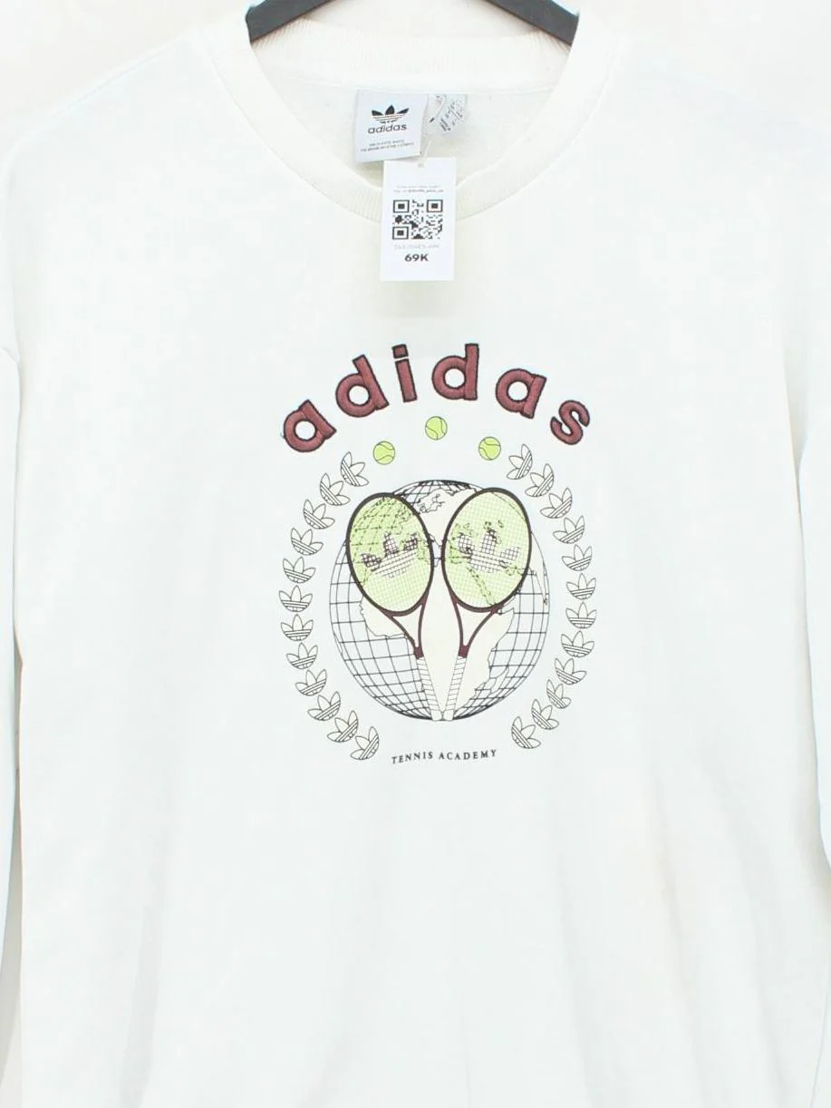 Adidas Men's Hoodie L White Graphic 100% Cotton Pullover - Image 3