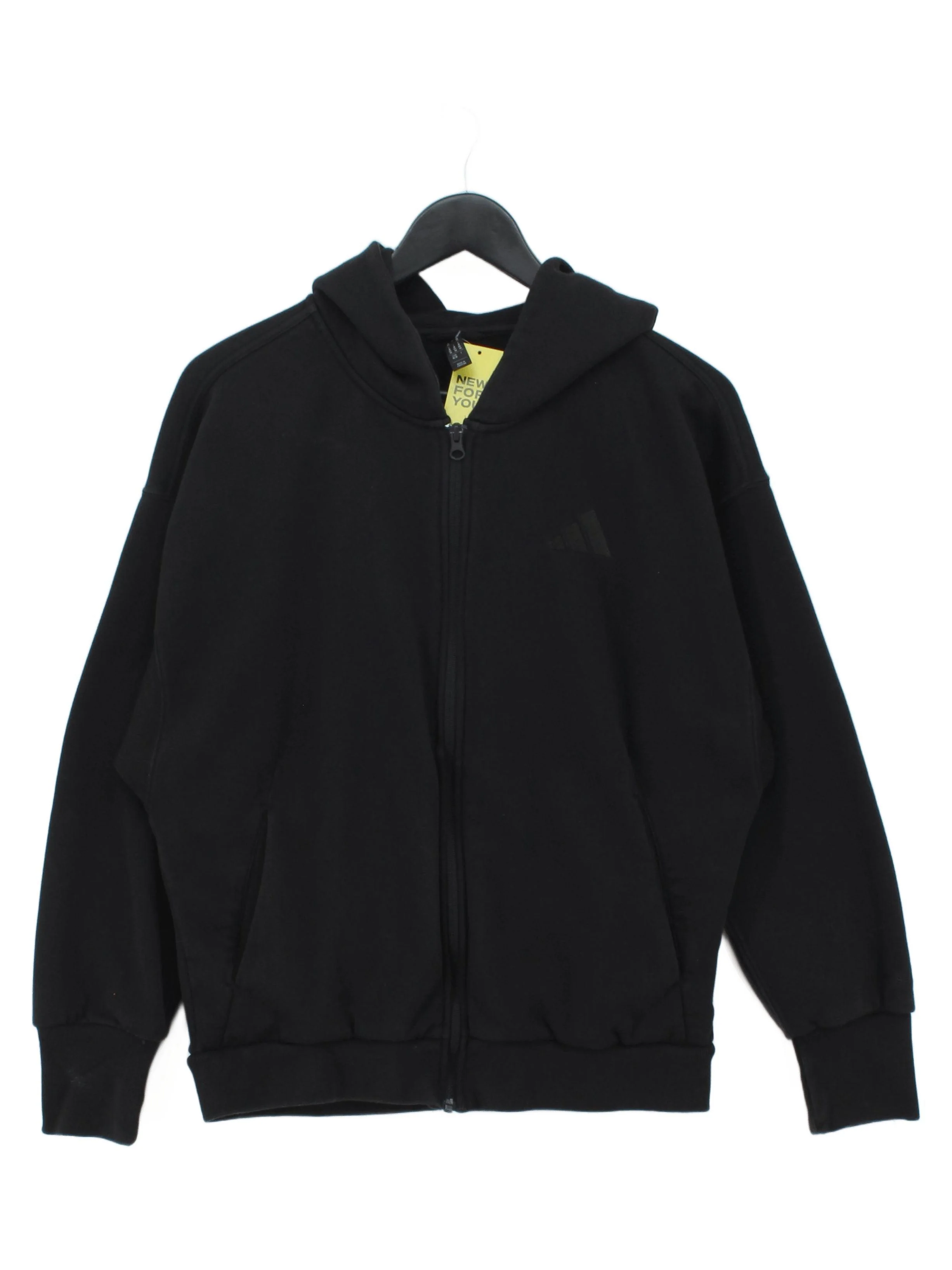 Adidas Men's Hoodie M Black Cotton with Polyester Pullover