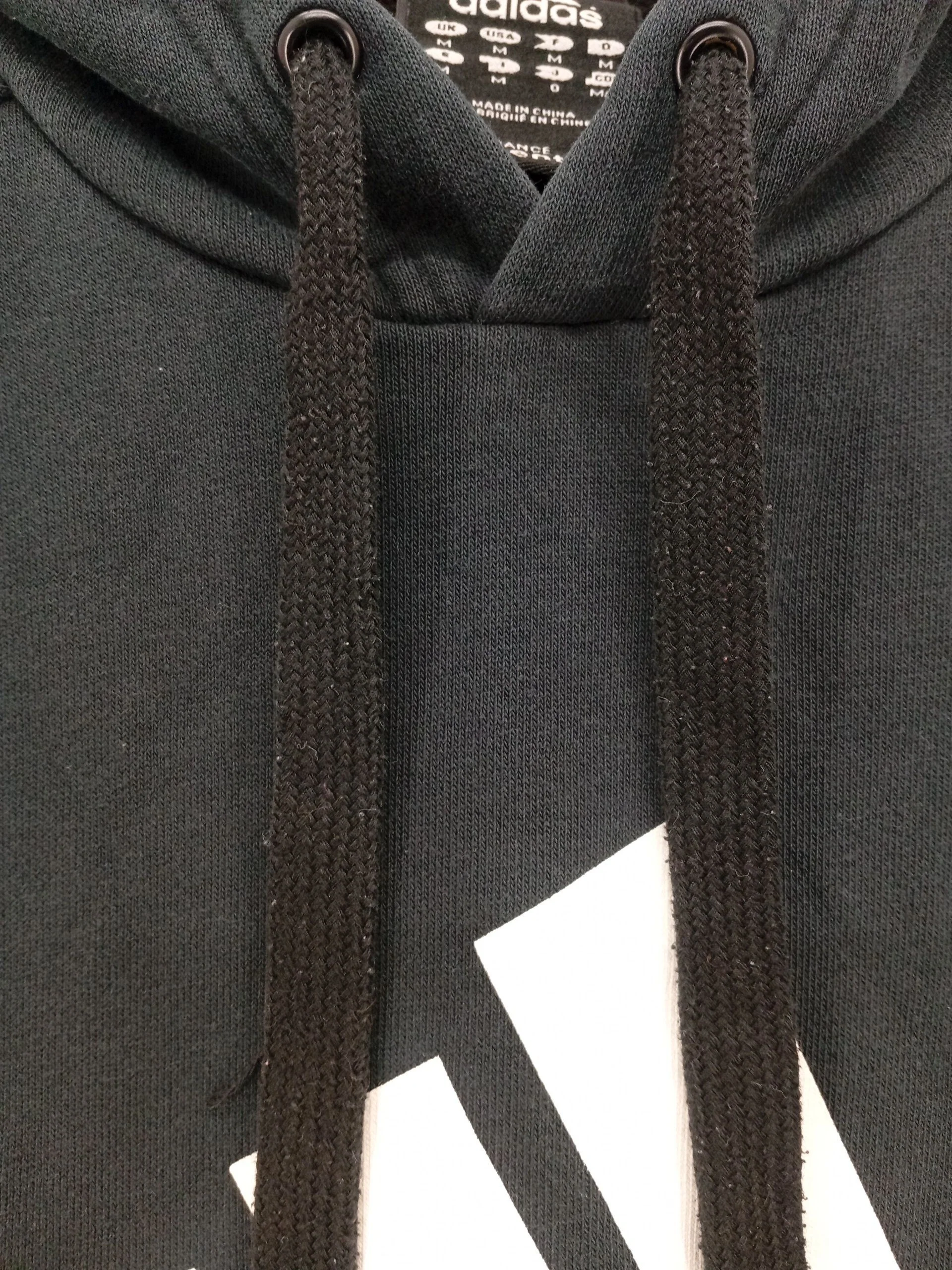 Adidas Men's Hoodie M Black Graphic Cotton with Polyester Pullover - Image 5