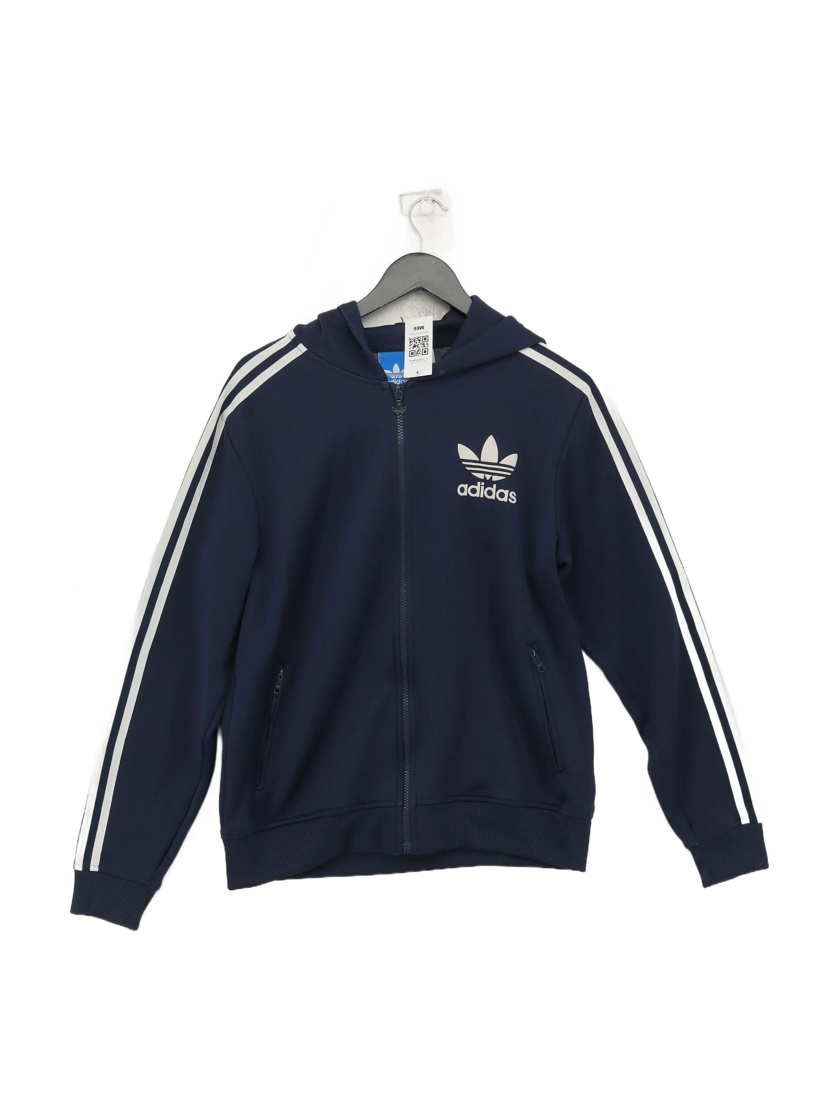 Adidas Men's Hoodie M Blue Polyester with Cotton Pullover