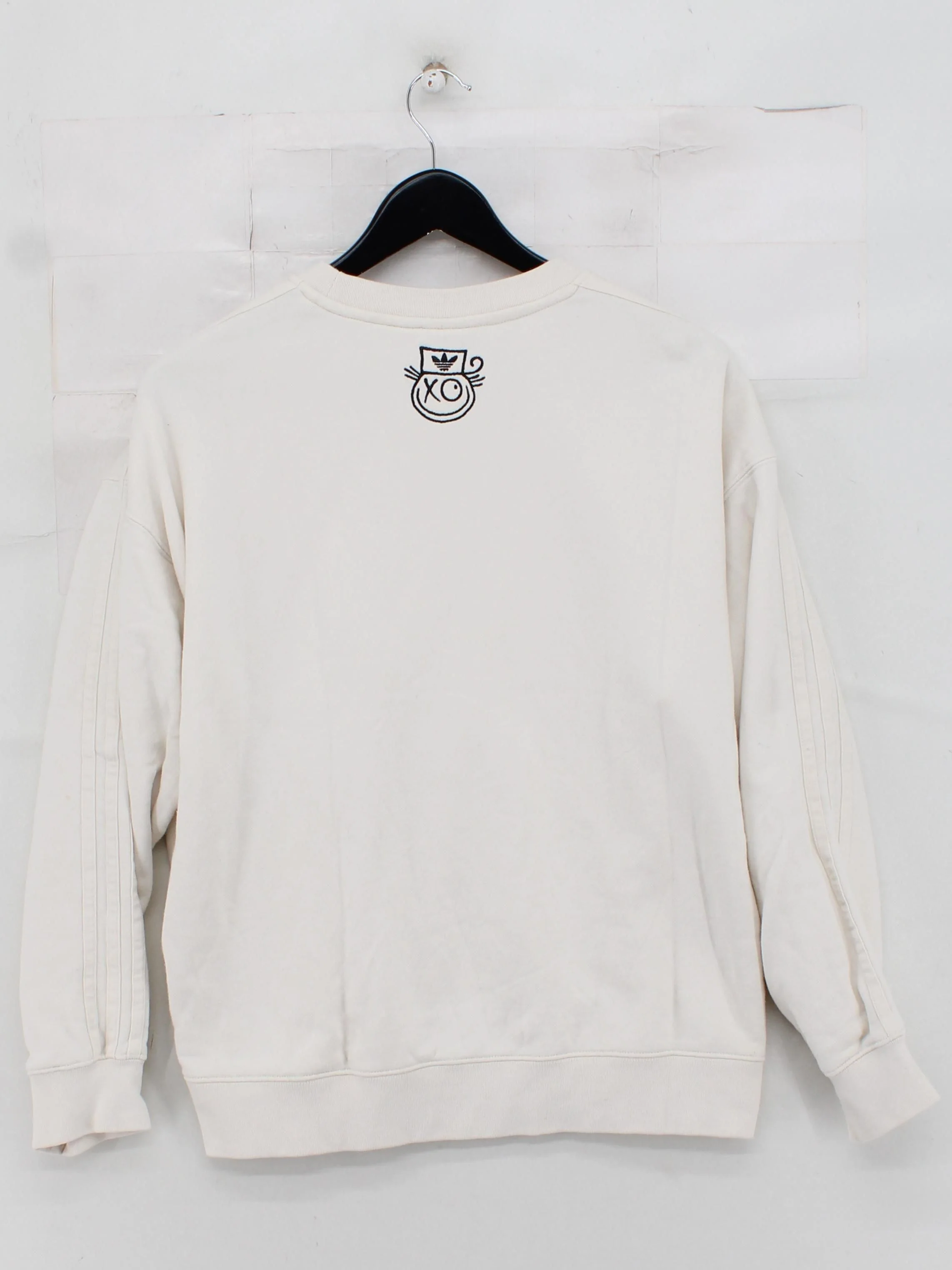 Adidas Men's Hoodie M Cream Graphic 100% Cotton Pullover - Image 2