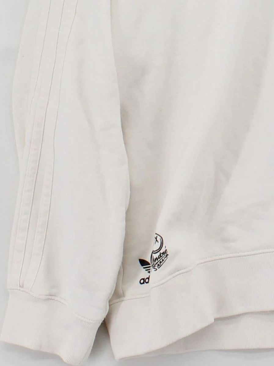 Adidas Men's Hoodie M Cream Graphic 100% Cotton Pullover - Image 4