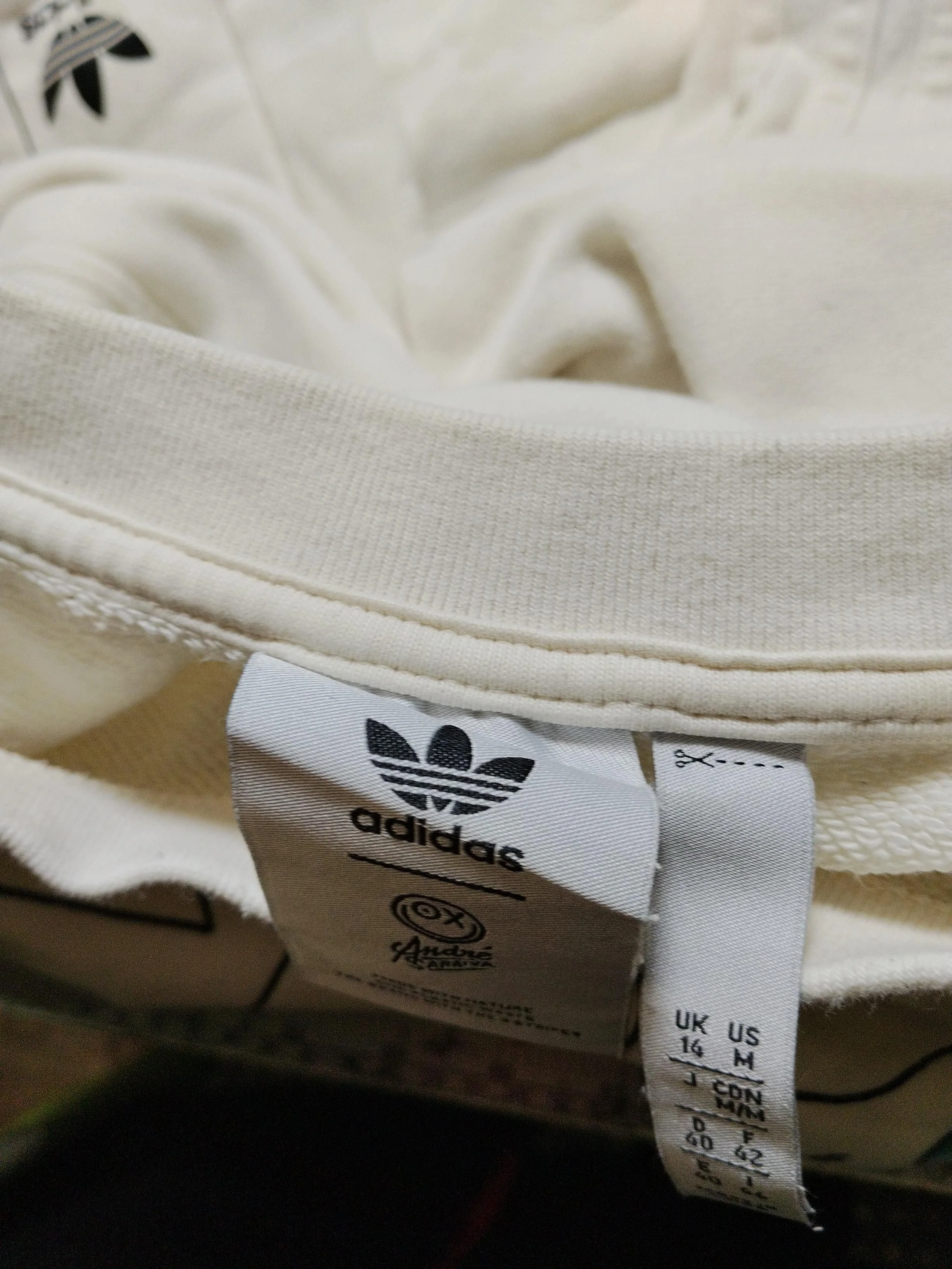 Adidas Men's Hoodie M Cream Graphic 100% Cotton Pullover - Image 5