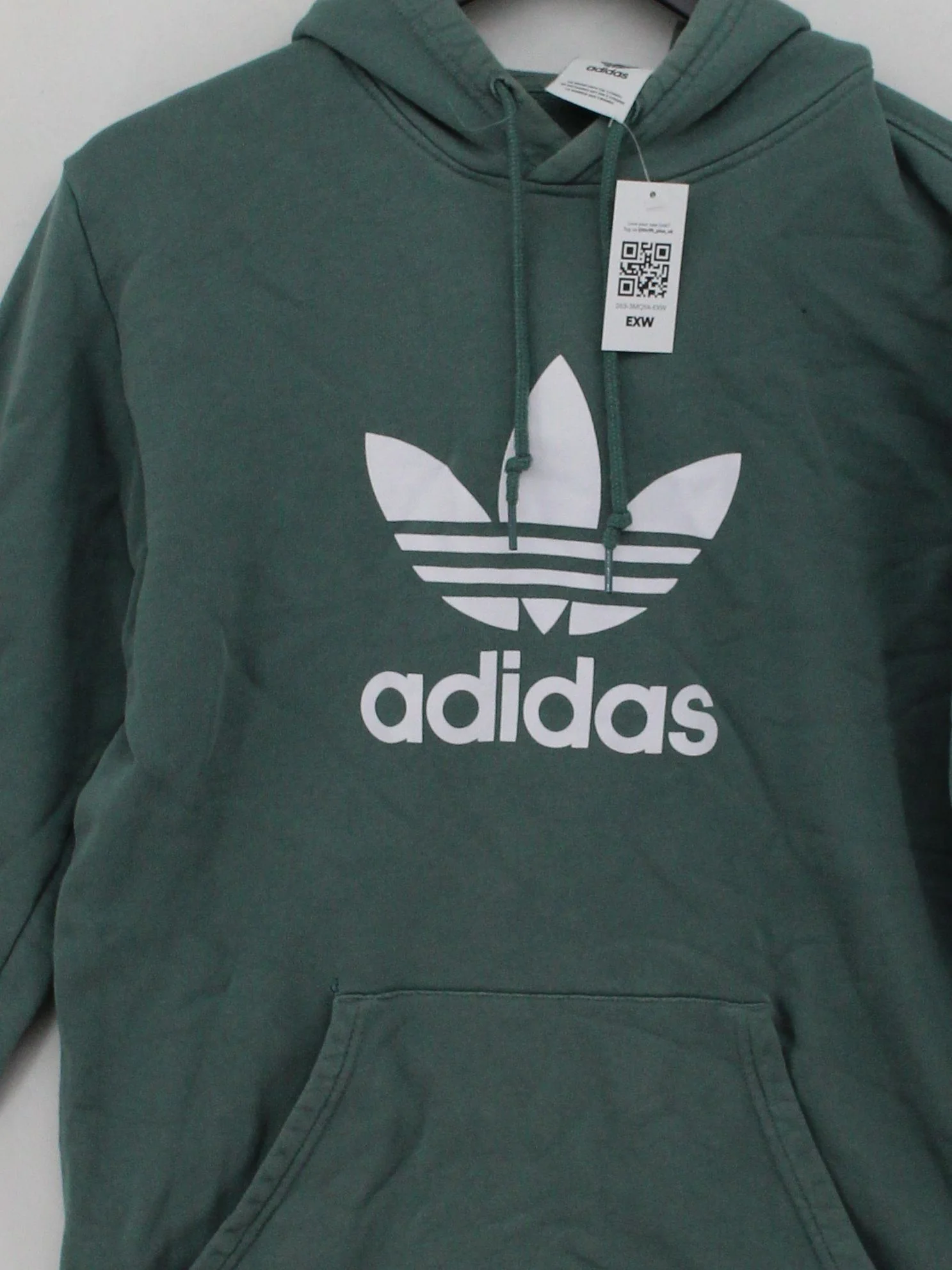 Adidas Men's Hoodie M Green Graphic Cotton with Elastane Pullover - Image 3