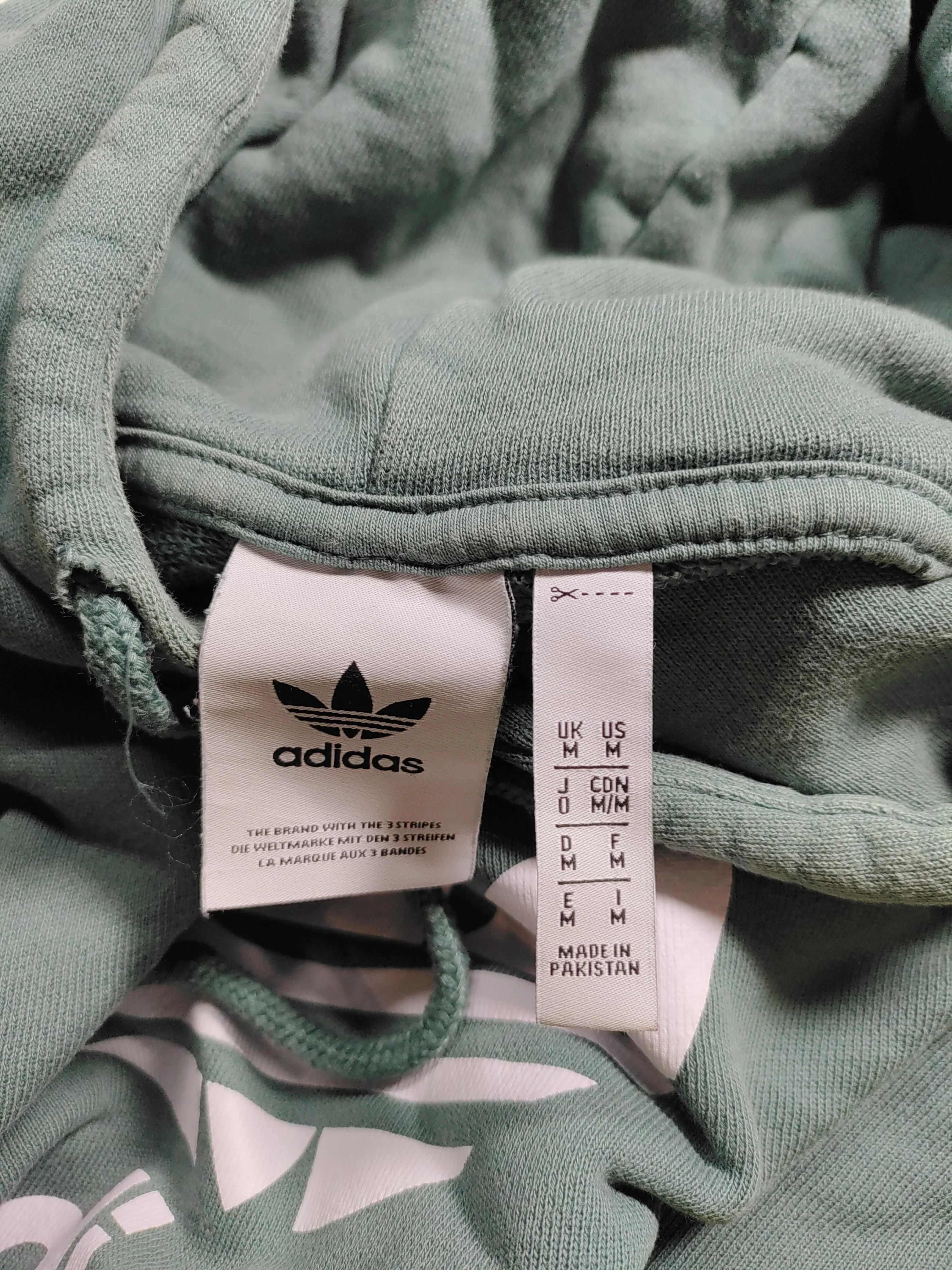 Adidas Men's Hoodie M Green Graphic Cotton with Elastane Pullover - Image 6