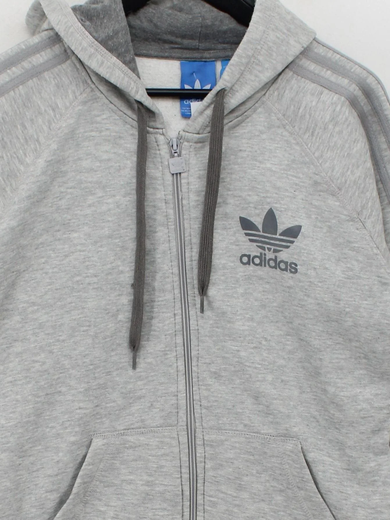 Adidas Men's Hoodie M Grey Graphic Cotton with Elastane Pullover - Image 3