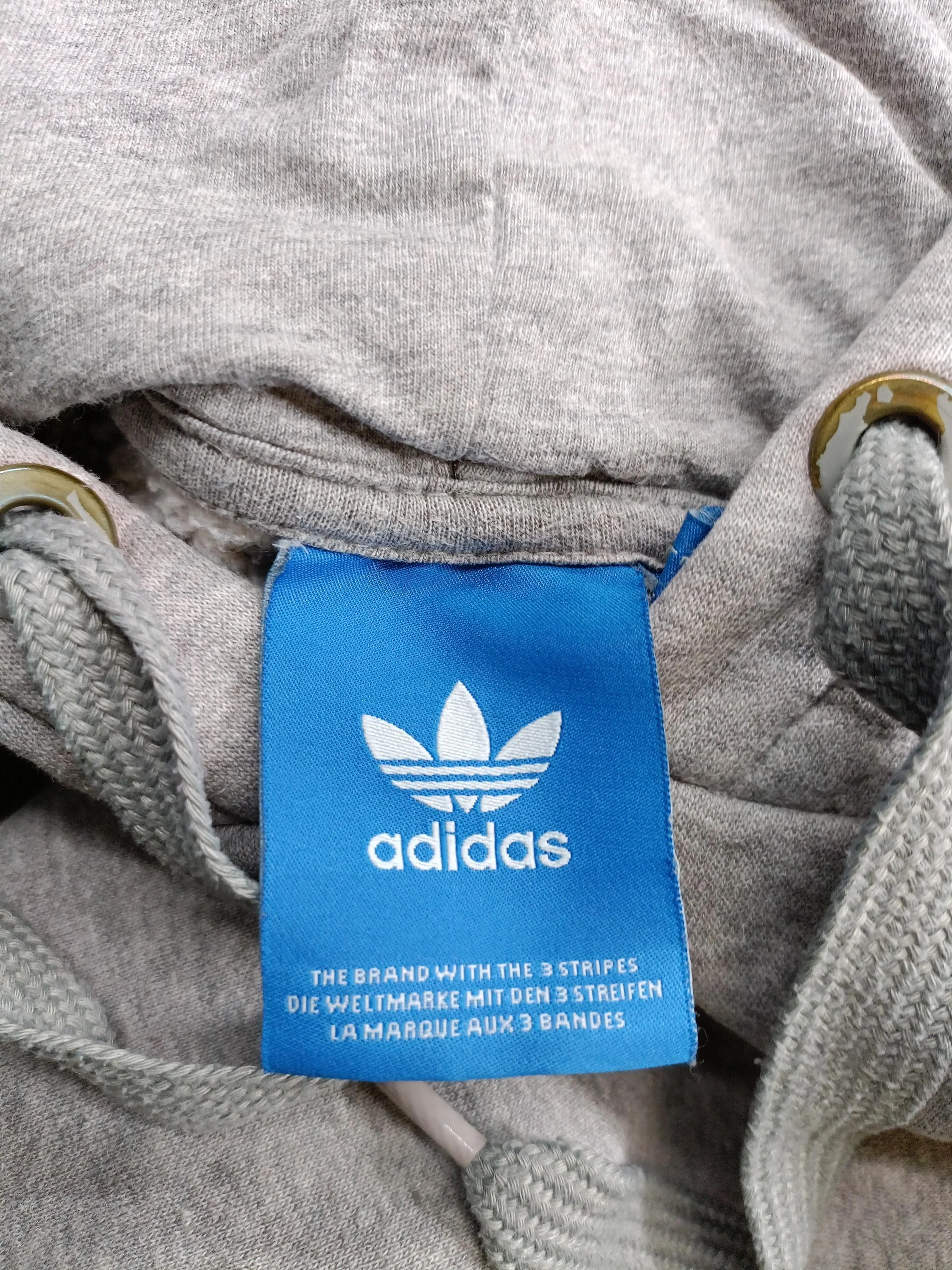 Adidas Men's Hoodie M Grey Graphic Cotton with Polyester, Spandex Pullover - Image 5