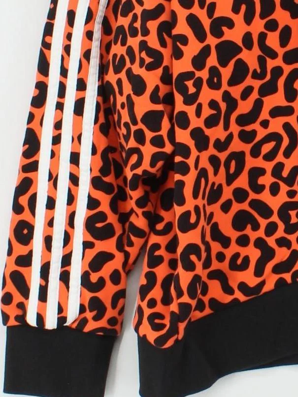 Adidas Men's Hoodie M Orange Animal Print 100% Cotton Pullover - Image 4