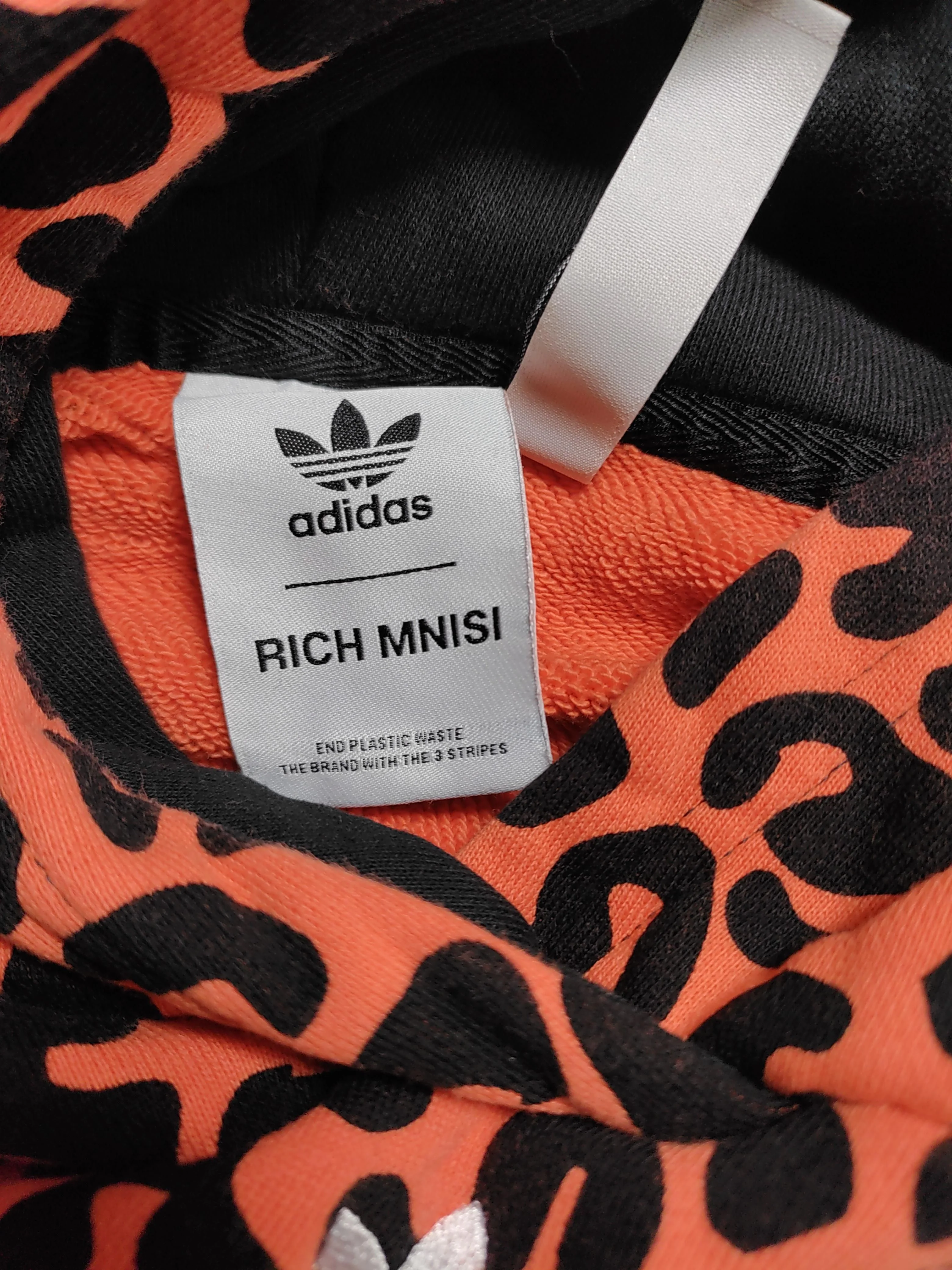 Adidas Men's Hoodie M Orange Animal Print 100% Cotton Pullover - Image 5
