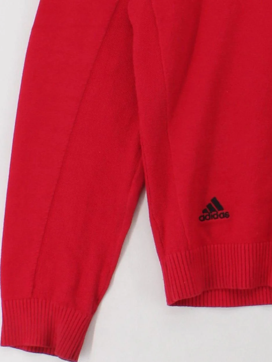Adidas Men's Hoodie M Red Cotton with Nylon, Elastane Pullover - Image 4