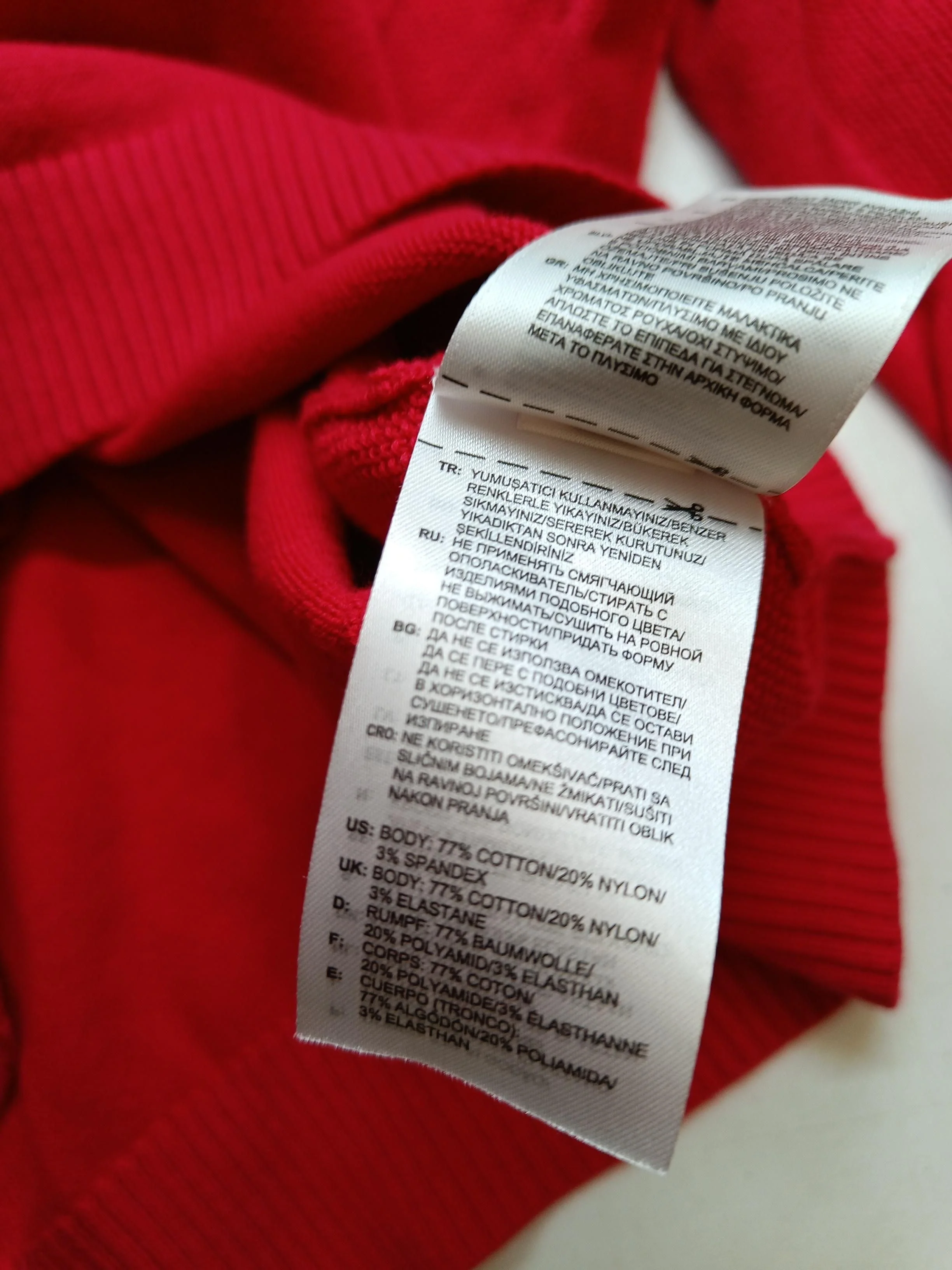 Adidas Men's Hoodie M Red Cotton with Nylon, Elastane Pullover - Image 6