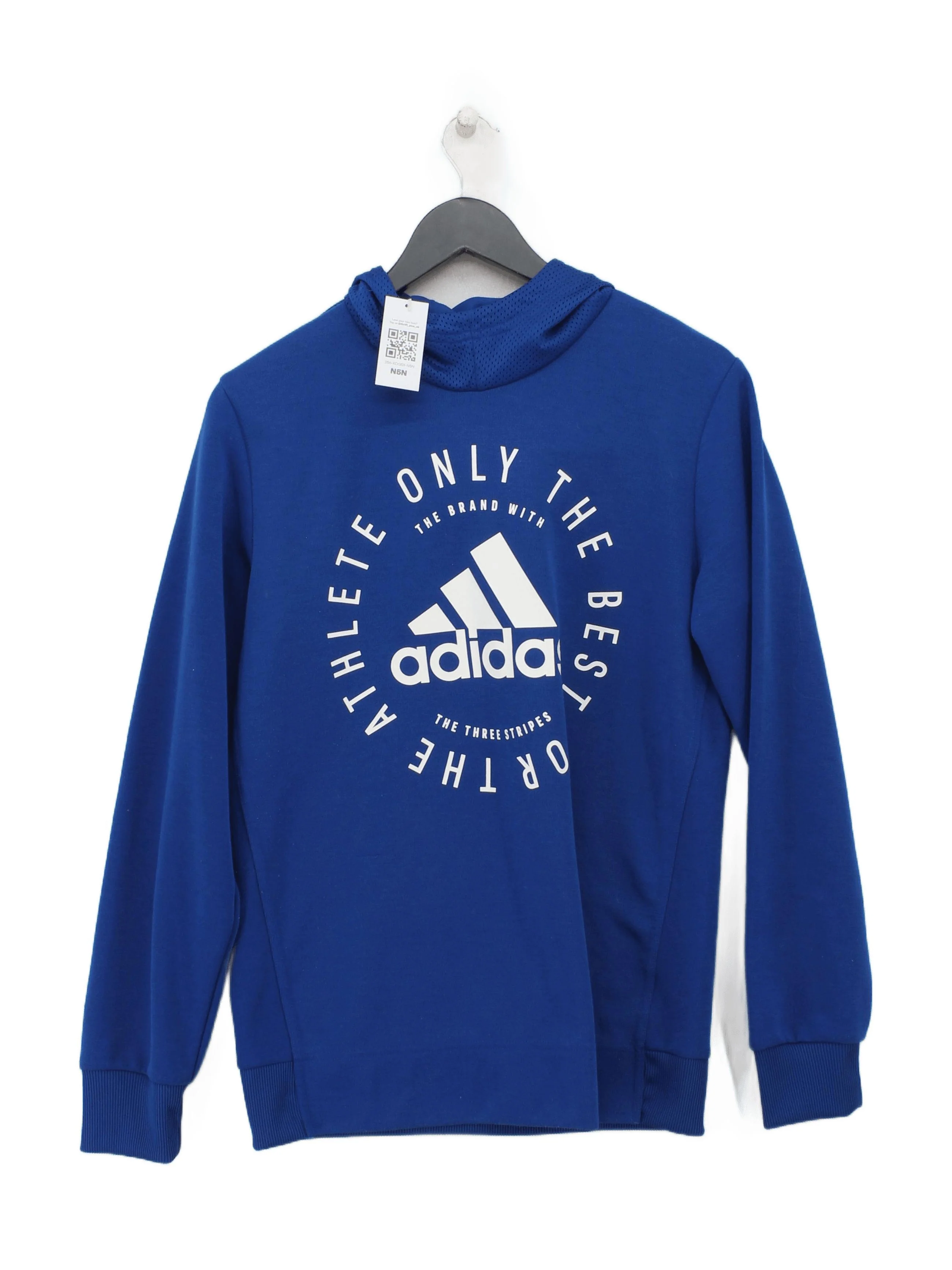 Adidas Men's Hoodie S Blue Graphic 100% Cotton Pullover