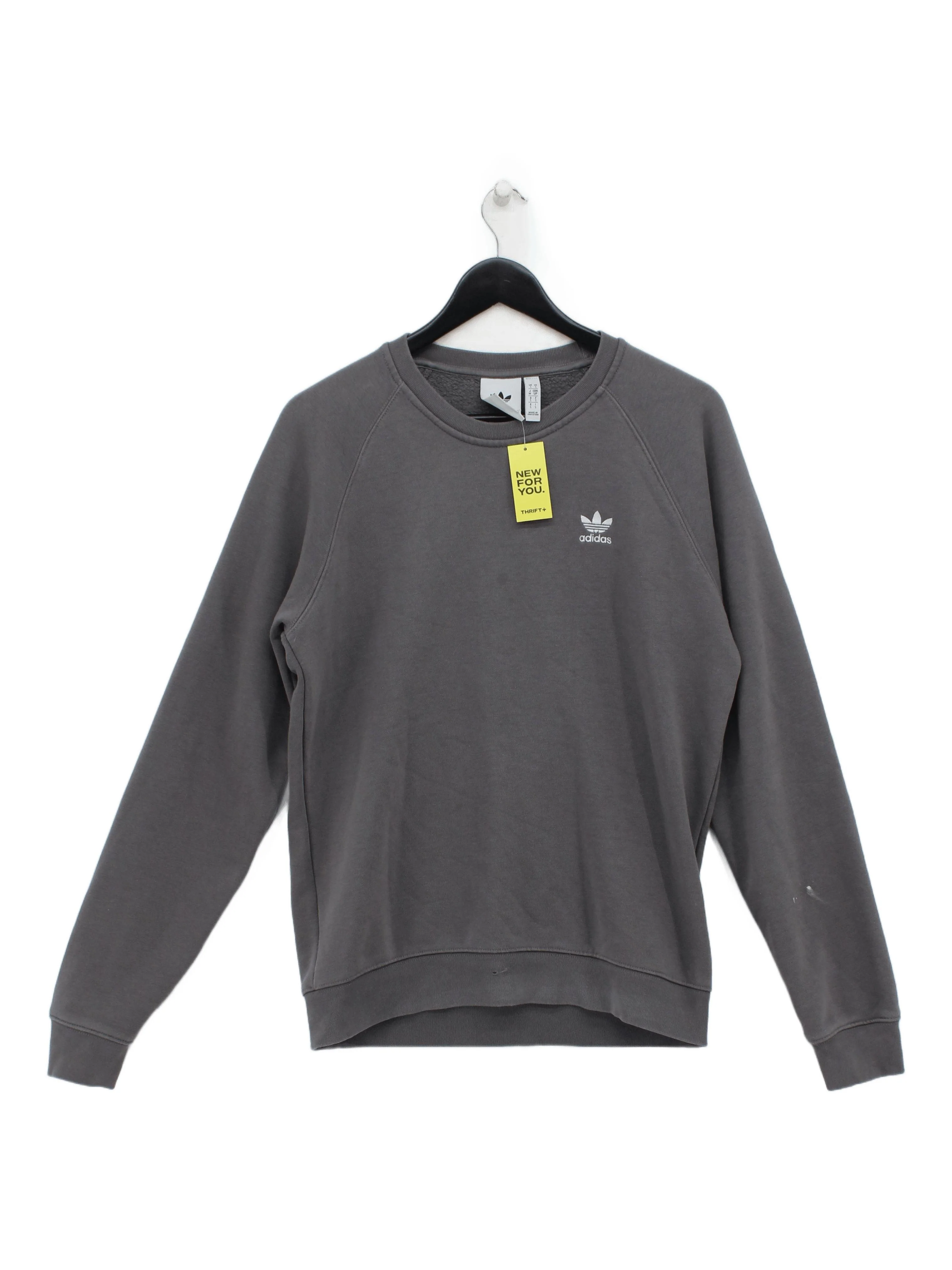 Adidas Men's Hoodie S Grey Cotton with Polyester, Elastane Pullover