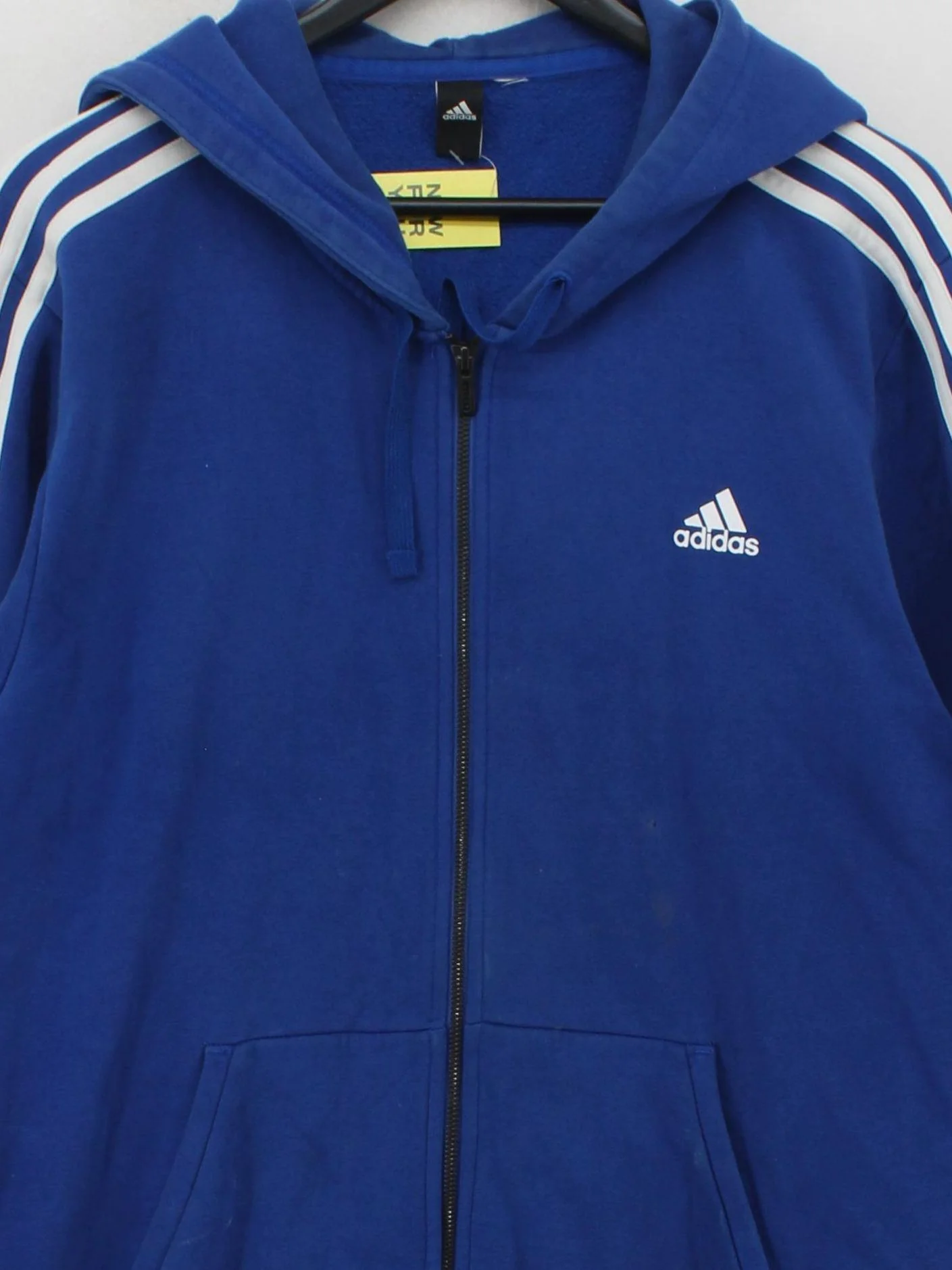 Adidas Men's Hoodie XL Blue Striped 100% Cotton Pullover - Image 3