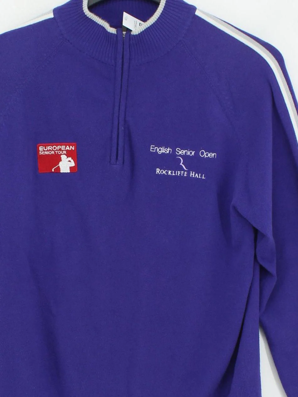 Adidas Men's Jumper M Purple Cotton with Nylon, Elastane Mock Neck Pullover - Image 3