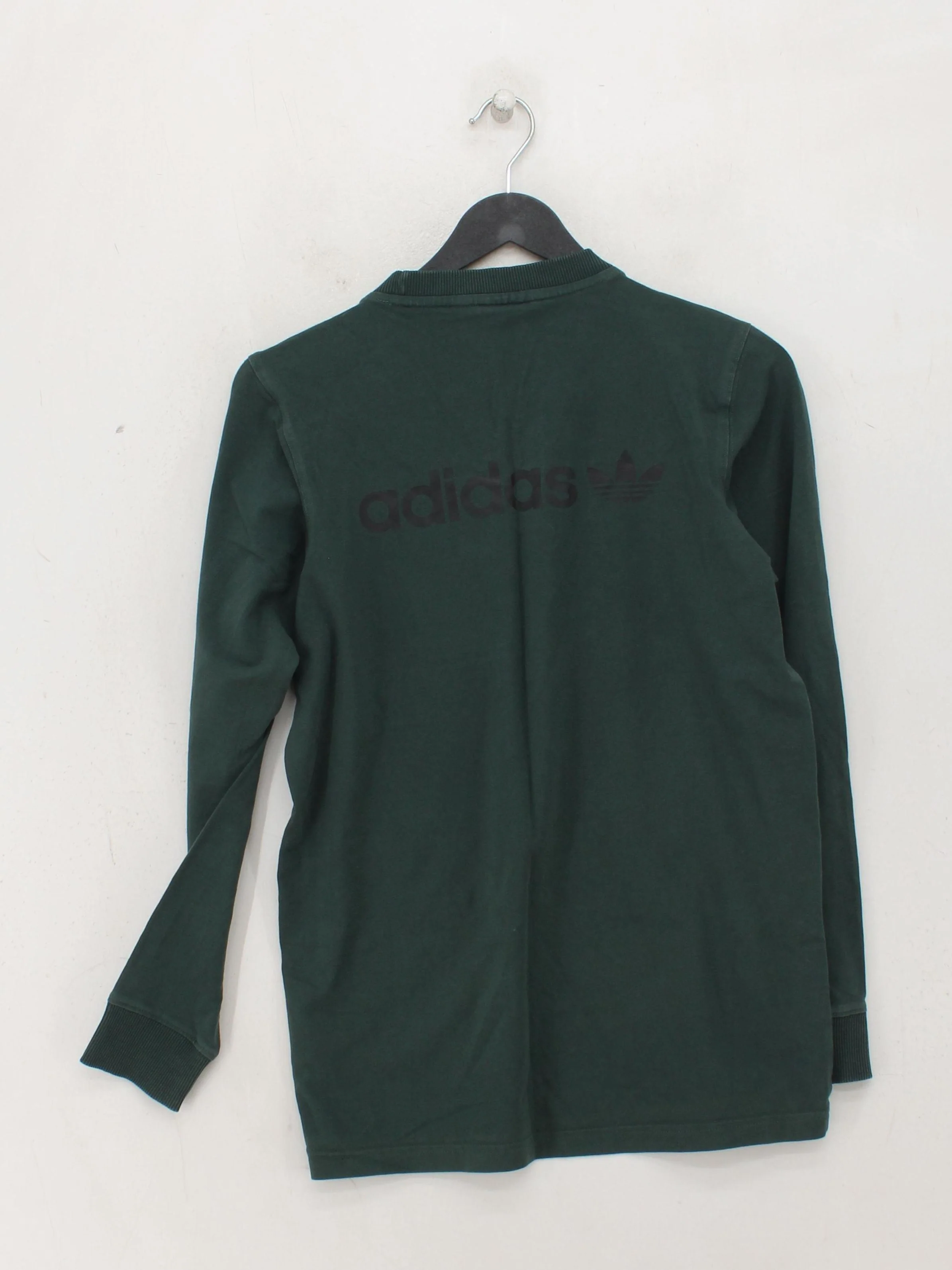 Adidas Men's Jumper S Green 100% Cotton Crew Neck Pullover - Image 2