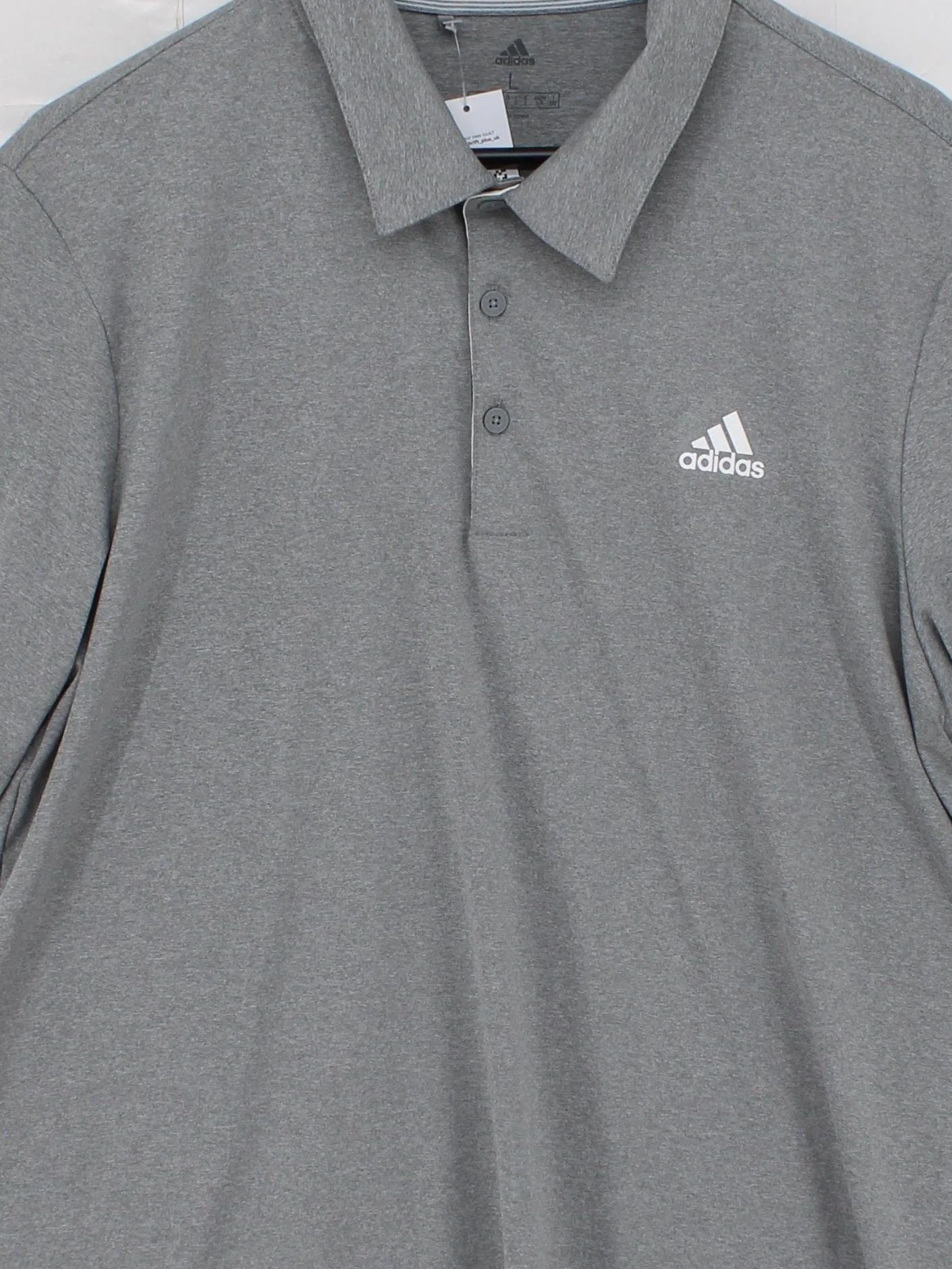 Adidas Men's Polo L Grey Polyester with Elastane Collared Basic - Image 3