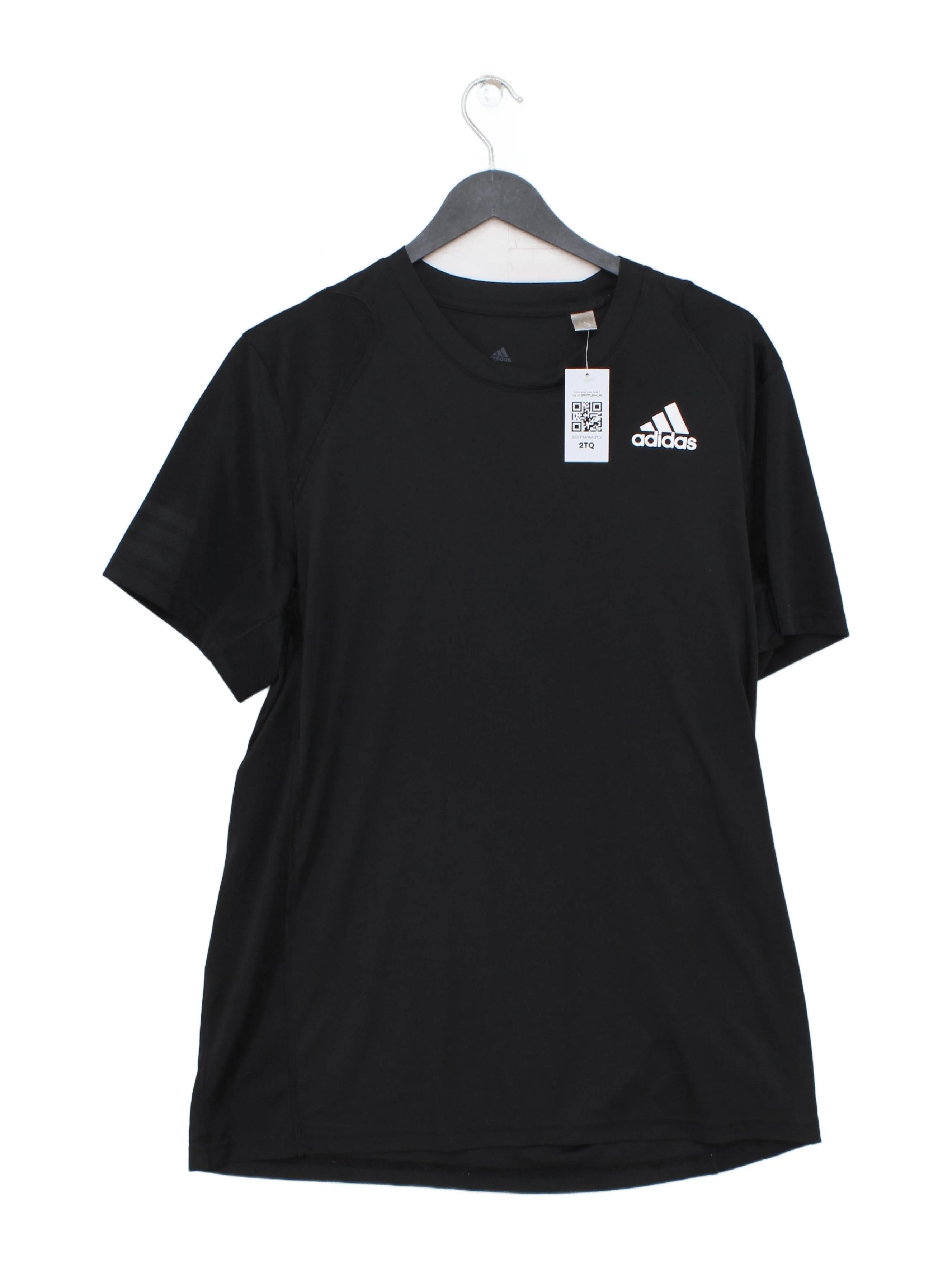 Adidas Men's T-Shirt L Black 100% Polyester Round Neck Basic