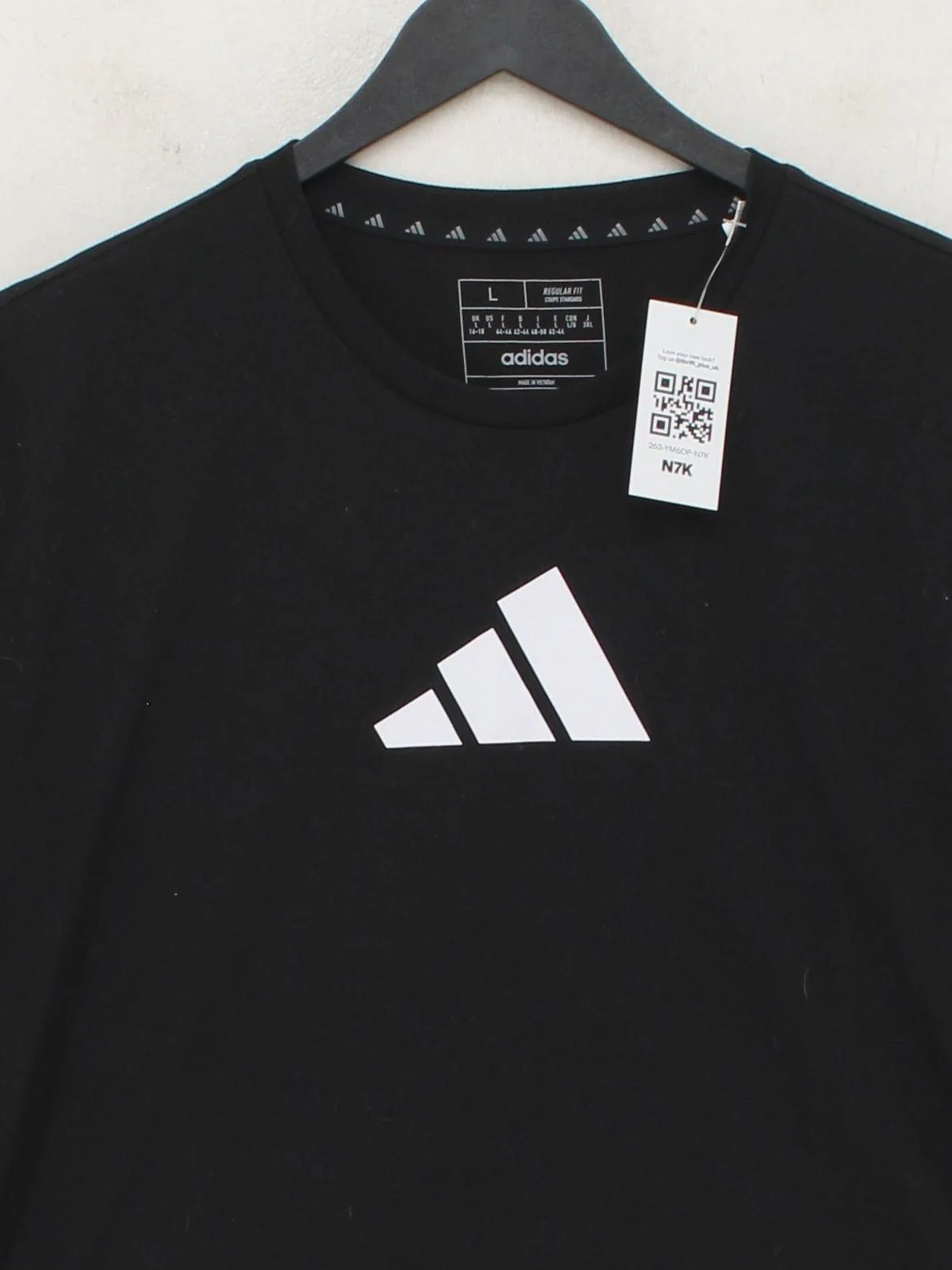 Adidas Men's T-Shirt L Black Graphic Polyester with Viscose Round Neck Basic - Image 3