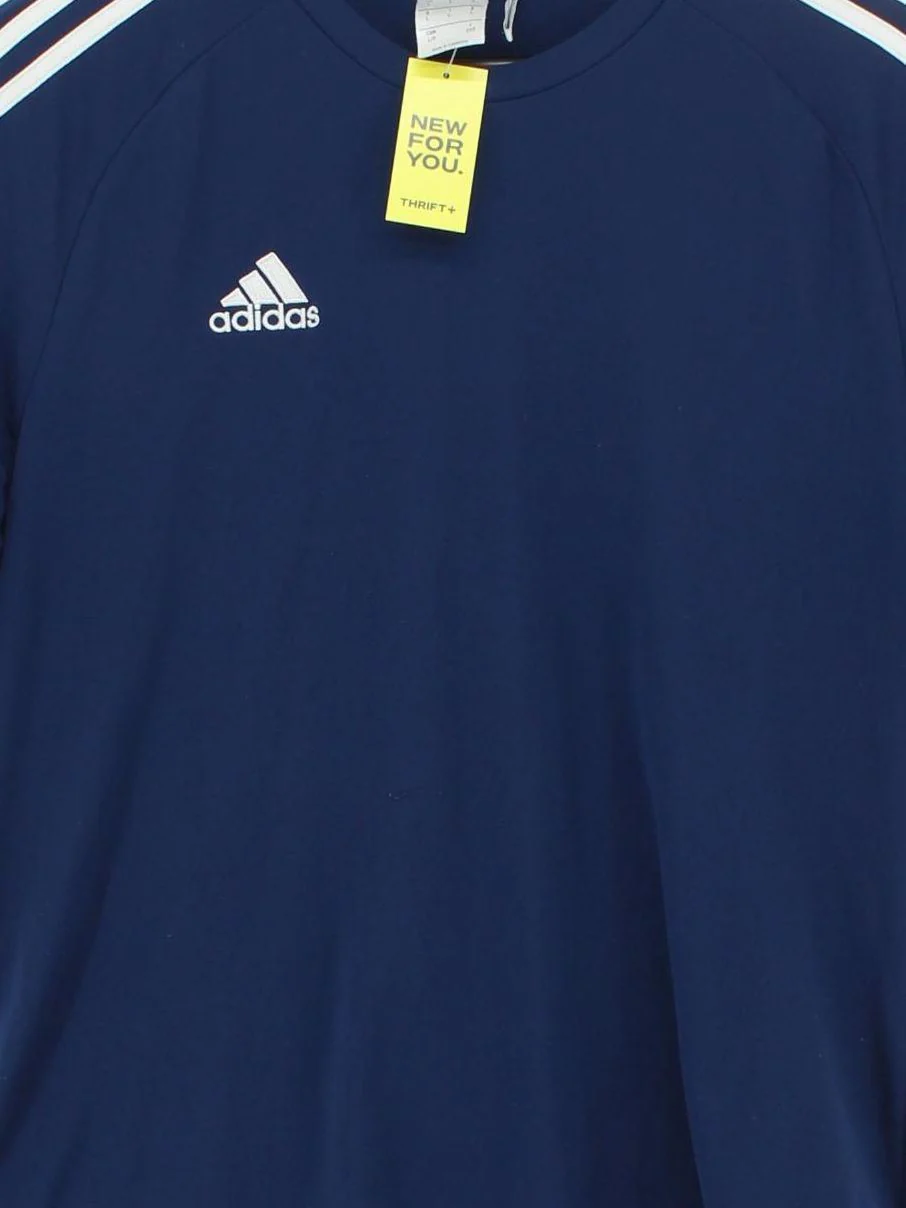 Adidas Men's T-Shirt L Blue 100% Polyester Crew Neck Basic - Image 3