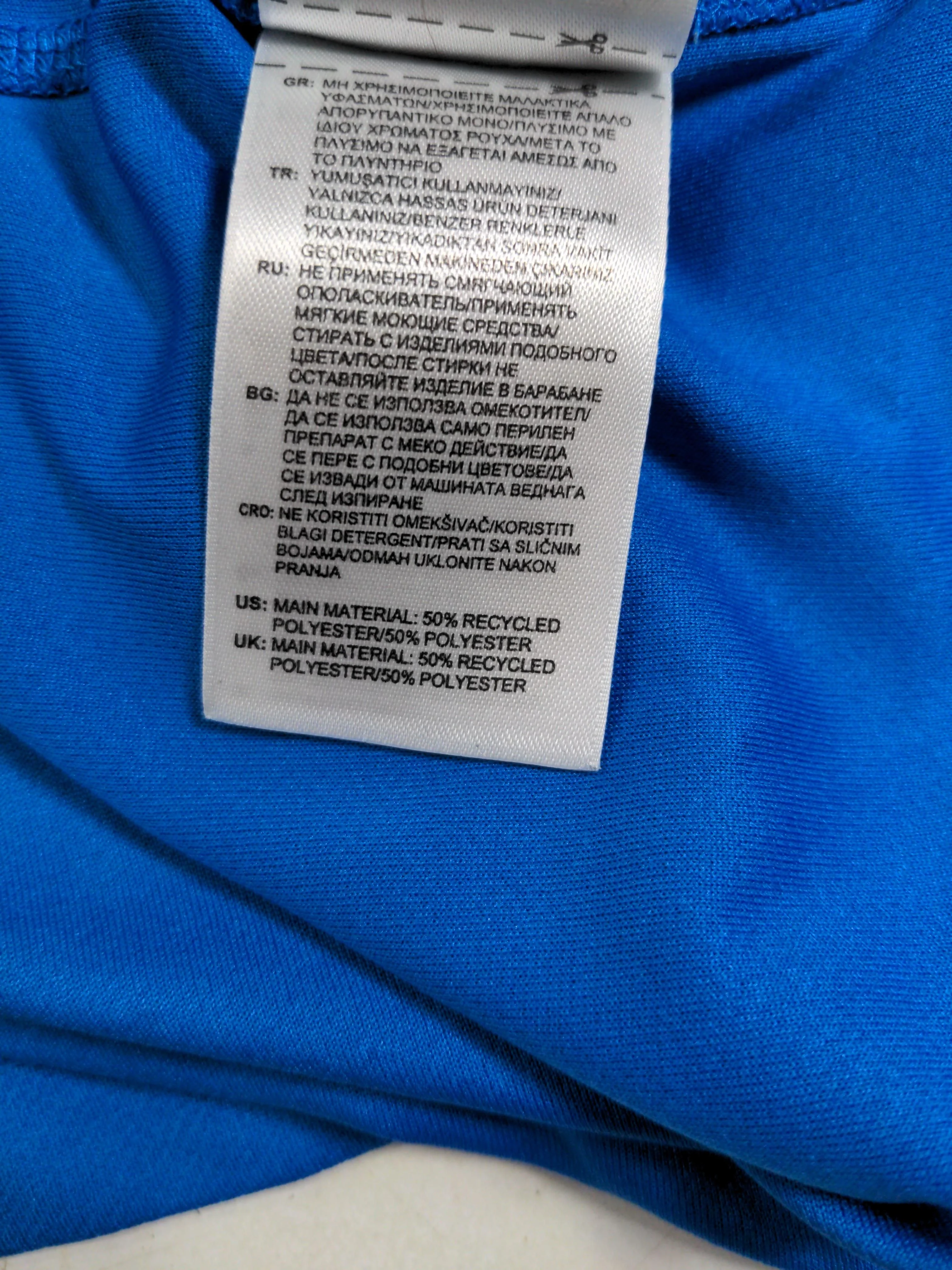 Adidas Men's T-Shirt L Blue 100% Polyester Round Neck Basic - Image 7