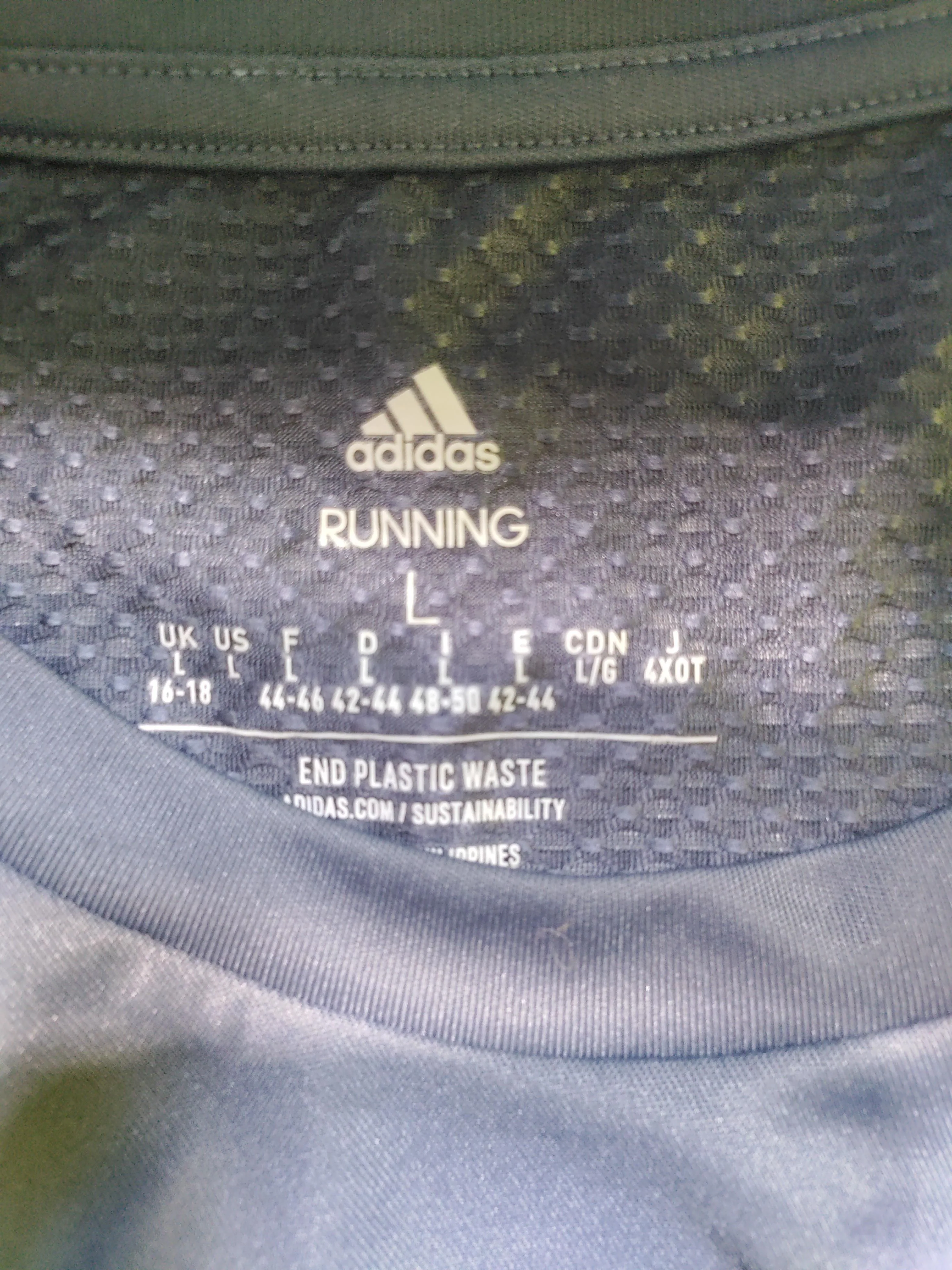 Adidas Men's T-Shirt L Blue 100% Polyester Round Neck Basic - Image 5