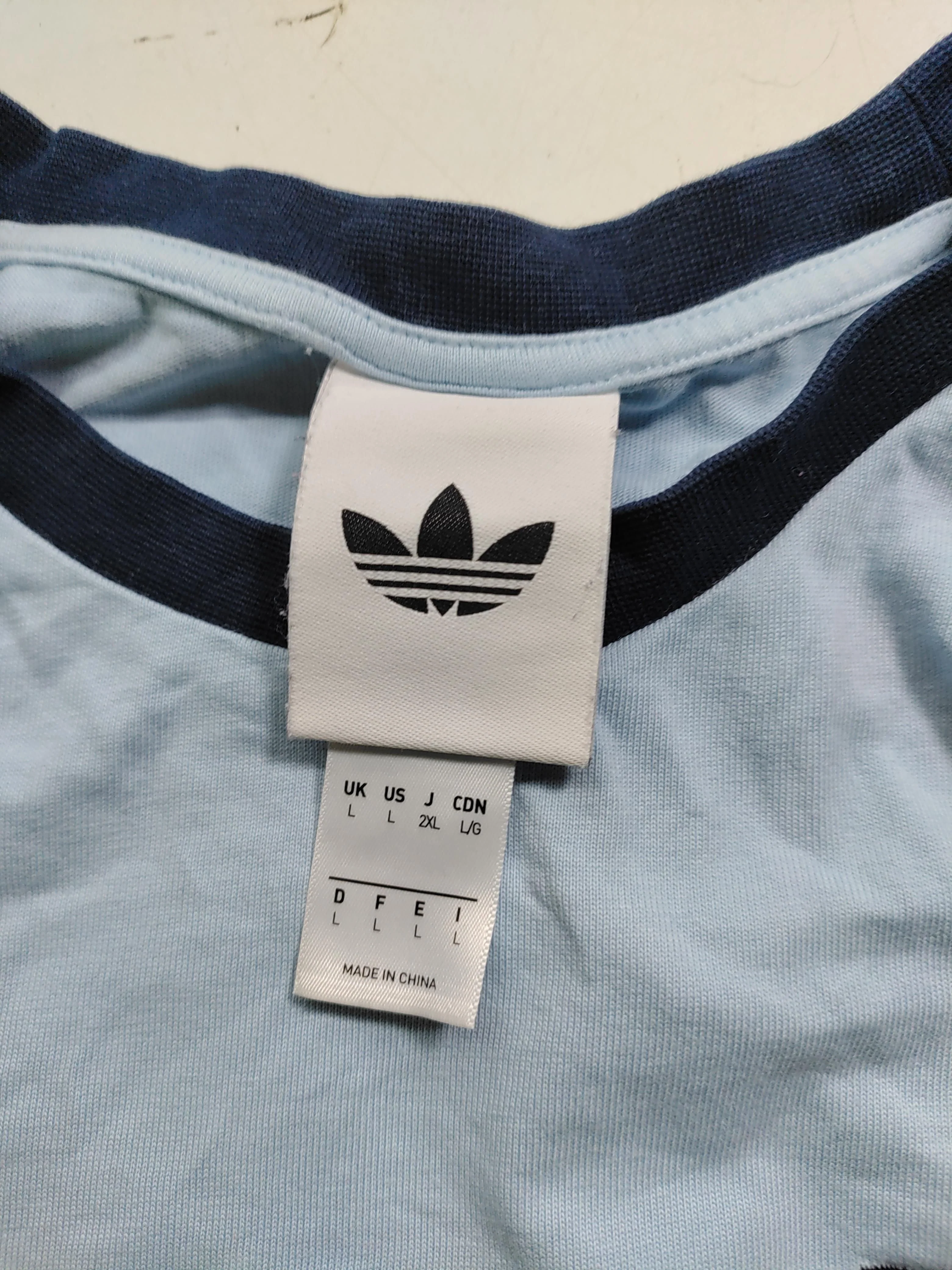 Adidas Men's T-Shirt L Blue Graphic Cotton with Elastane Basic - Image 5