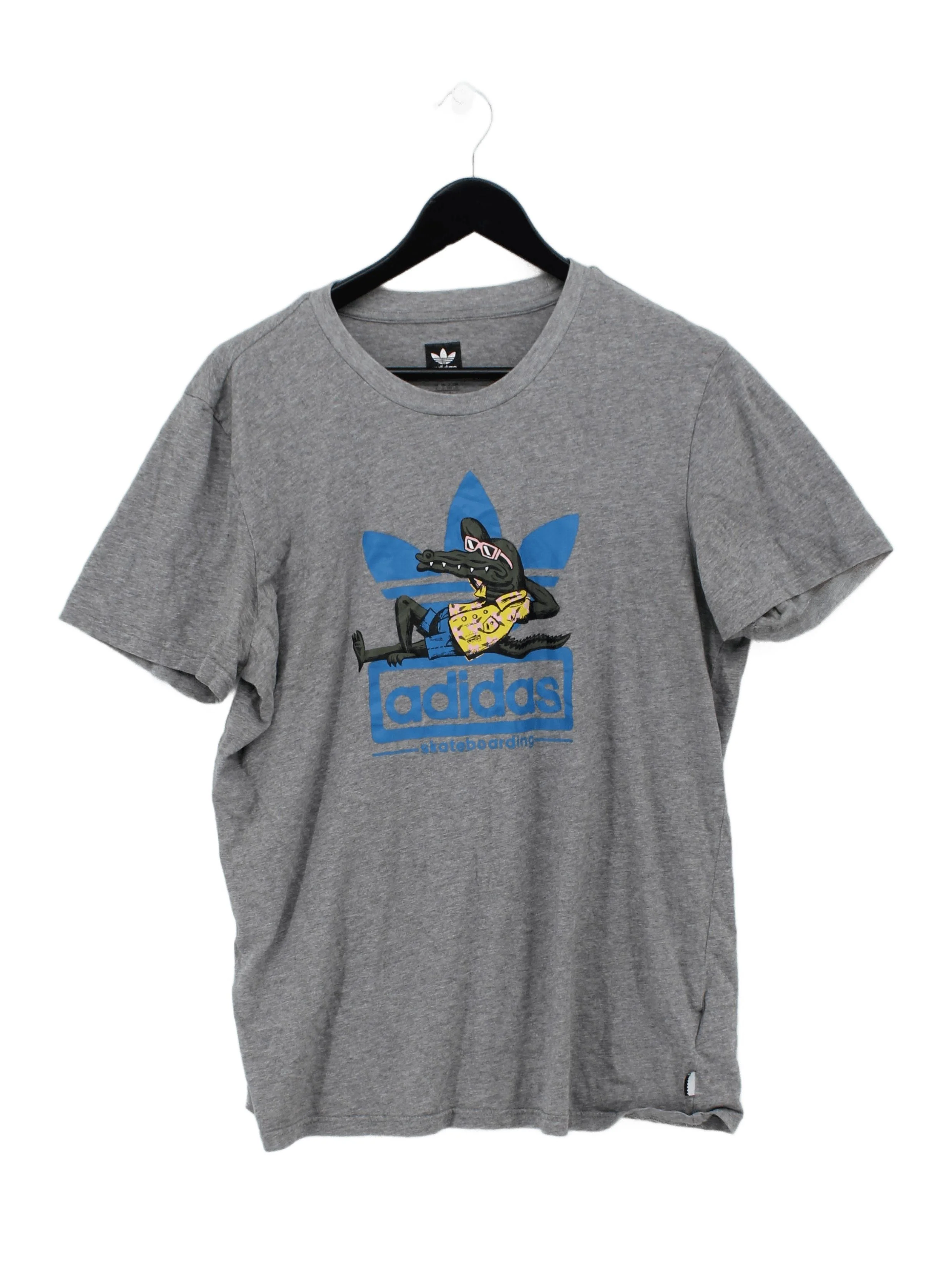 Adidas Men's T-Shirt L Grey Graphic 100% Cotton Basic