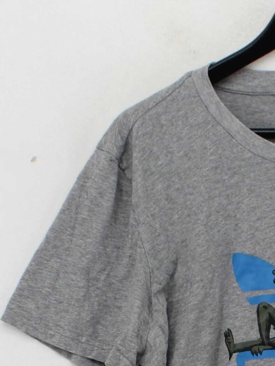 Adidas Men's T-Shirt L Grey Graphic 100% Cotton Basic - Image 4