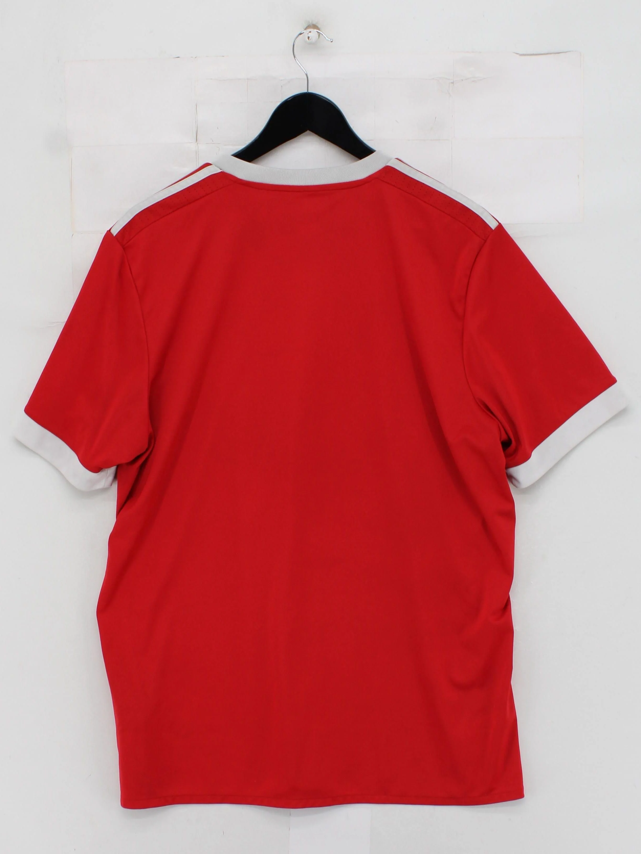 Adidas Men's T-Shirt L Red Striped 100% Polyester Round Neck Basic - Image 2