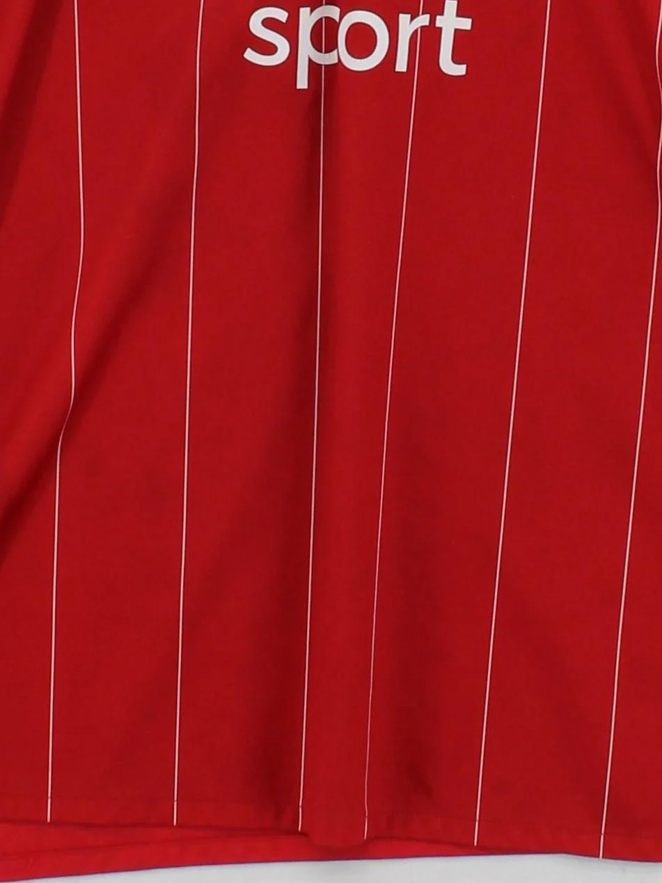 Adidas Men's T-Shirt L Red Striped 100% Polyester Round Neck Basic - Image 4