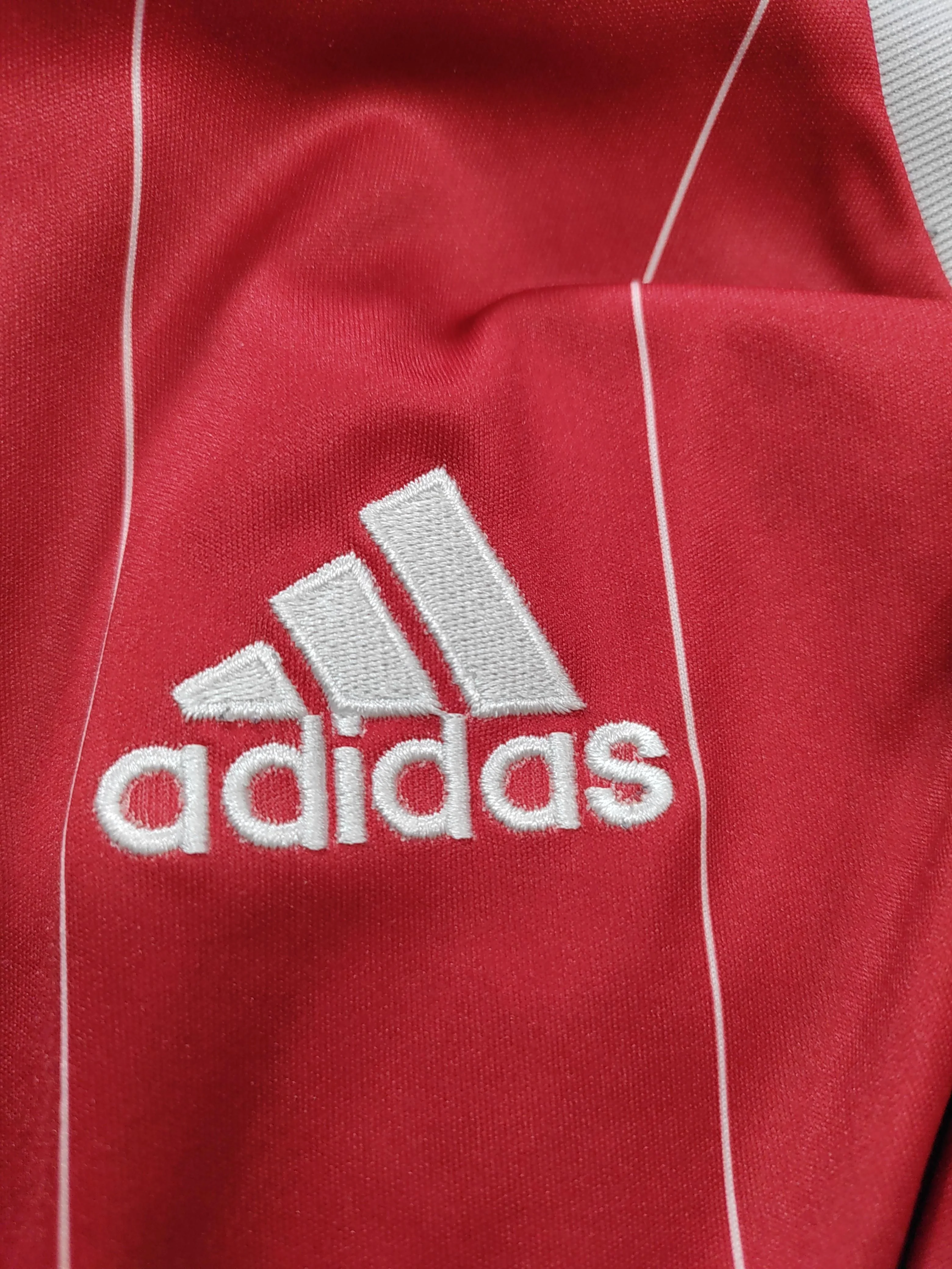 Adidas Men's T-Shirt L Red Striped 100% Polyester Round Neck Basic - Image 6