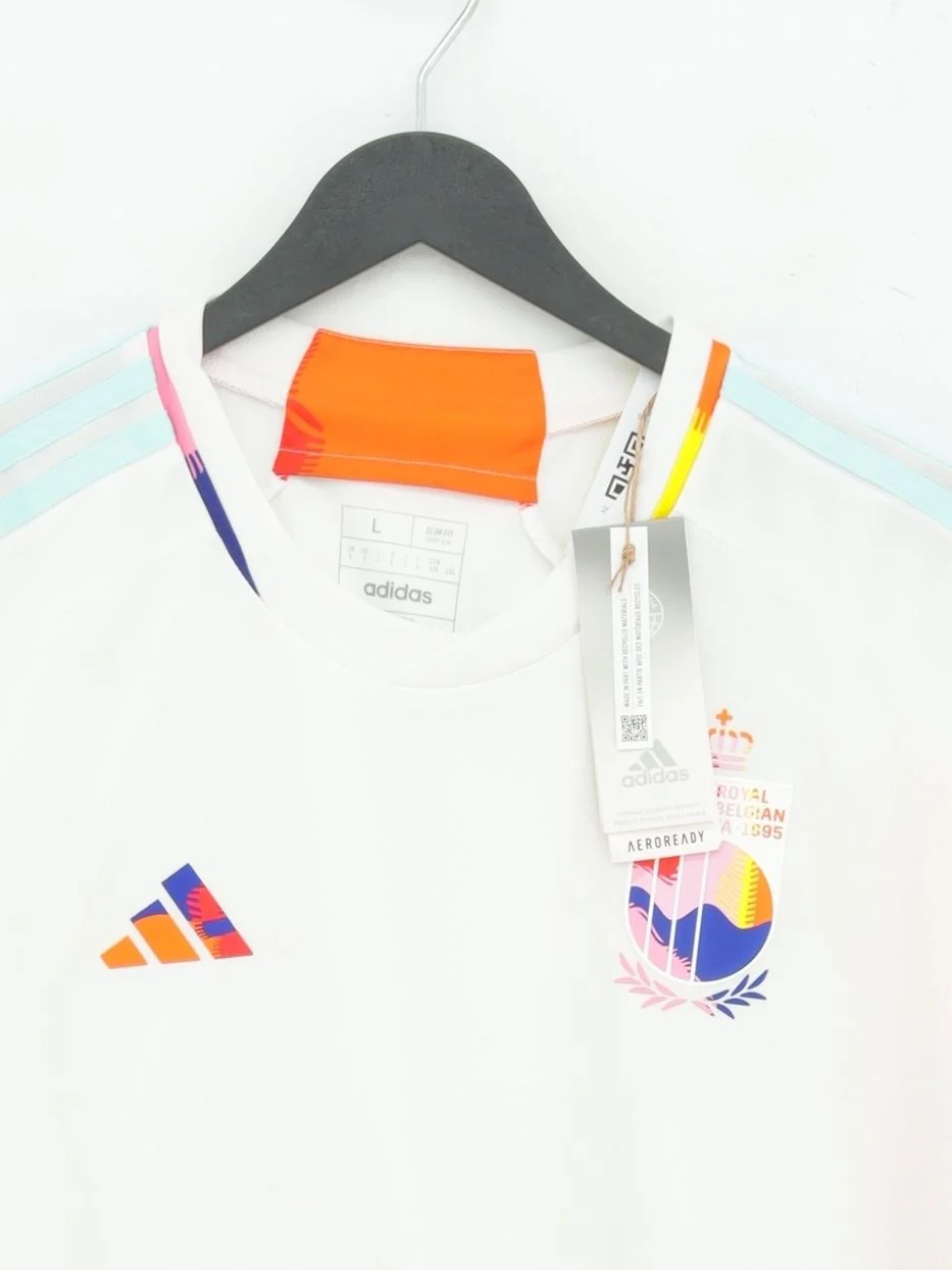 Adidas Men's T-Shirt L White 100% Polyester Crew Neck Basic New with tags - Image 3