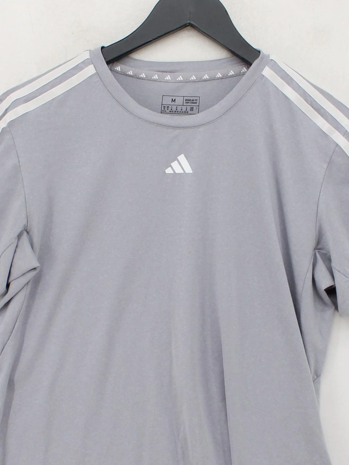 Adidas Men's T-Shirt M Grey Graphic Polyester with Elastane Round Neck Basic - Image 3