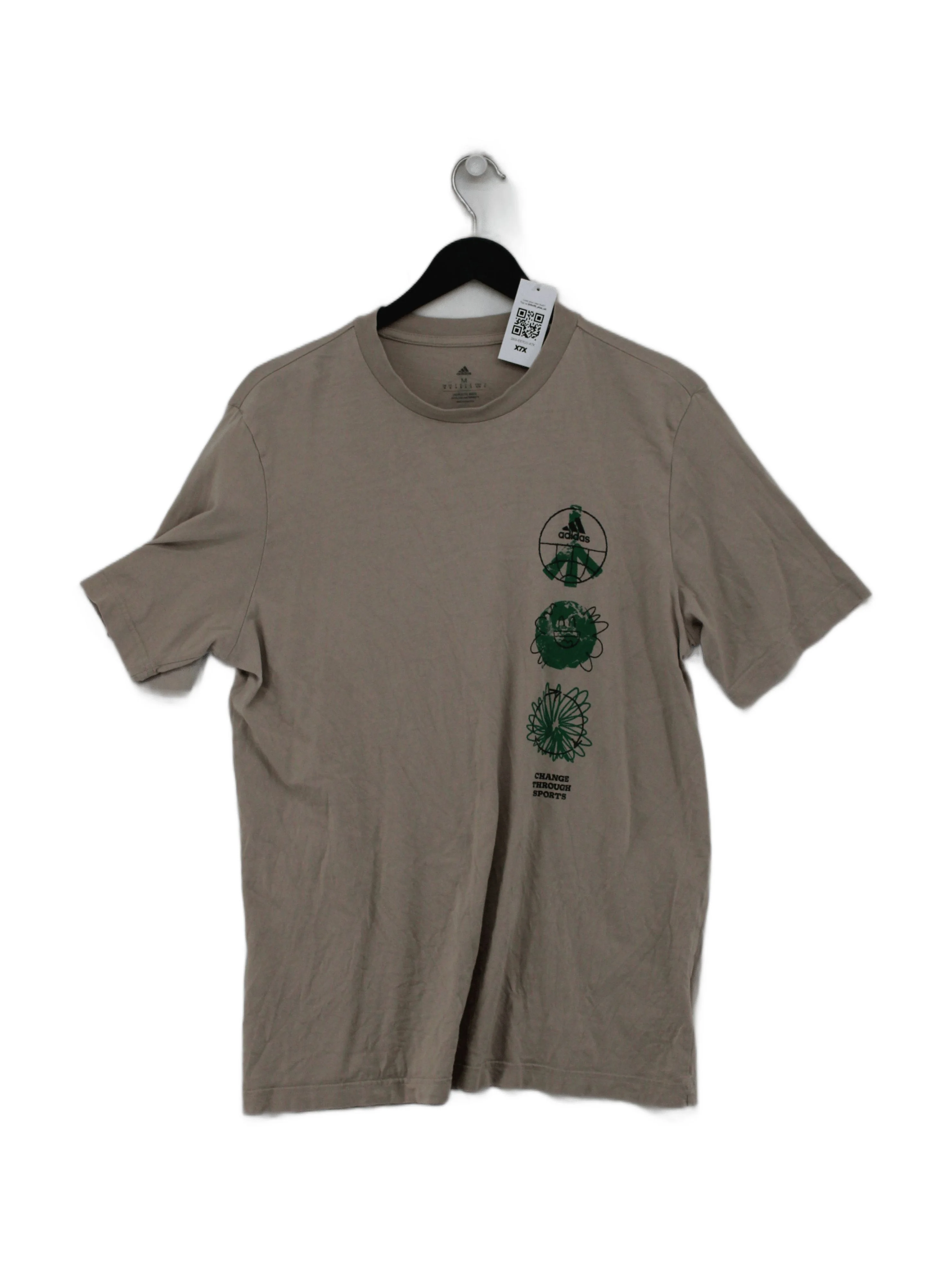 Adidas Men's T-Shirt M Tan Graphic Cotton with Elastane Basic