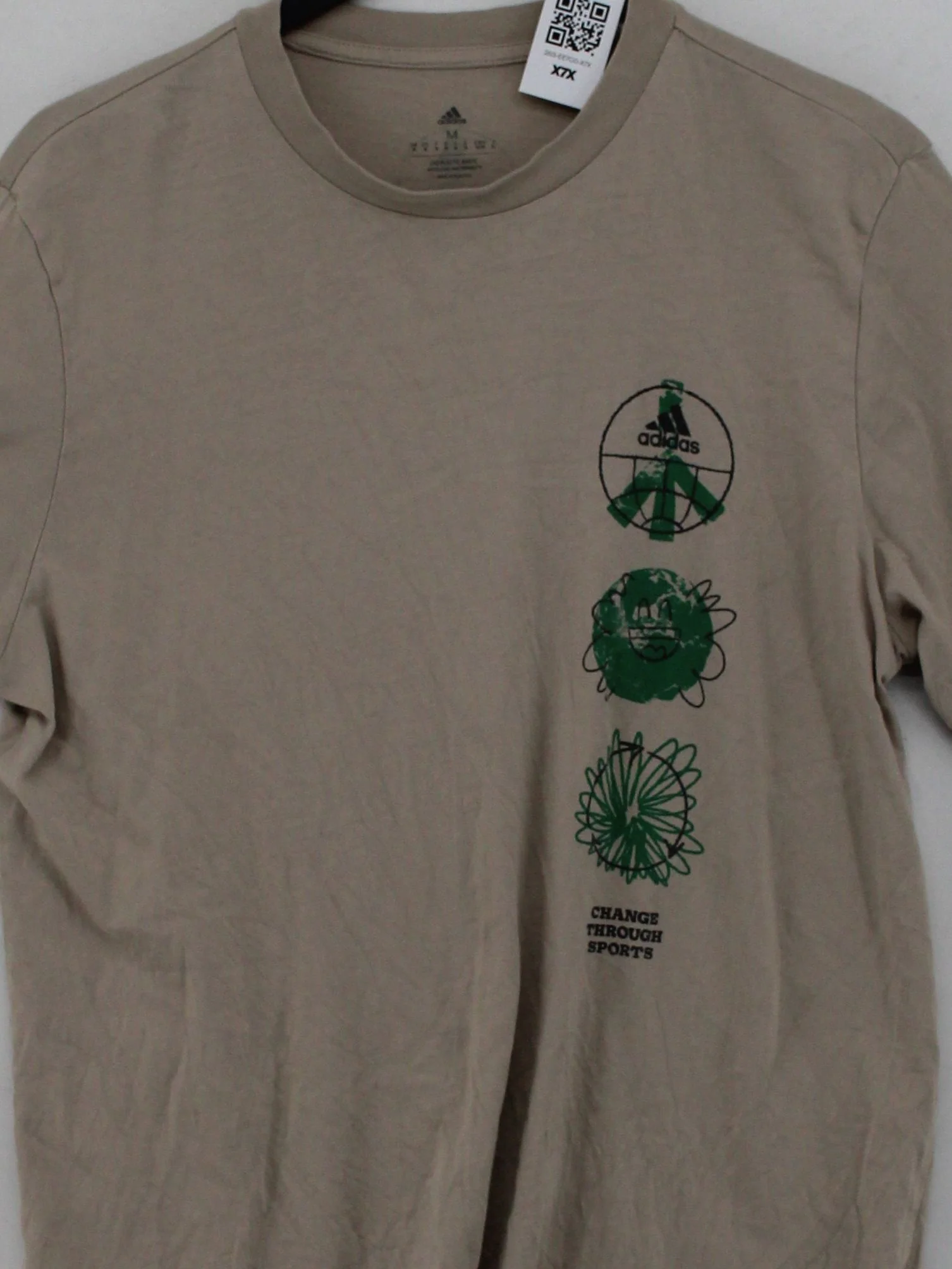 Adidas Men's T-Shirt M Tan Graphic Cotton with Elastane Basic - Image 3