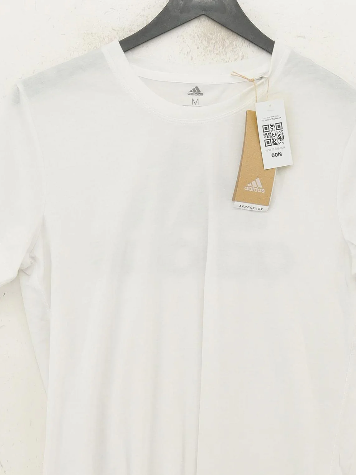 Adidas Men's T-Shirt M White Polyester with Cotton Basic New with tags - Image 3