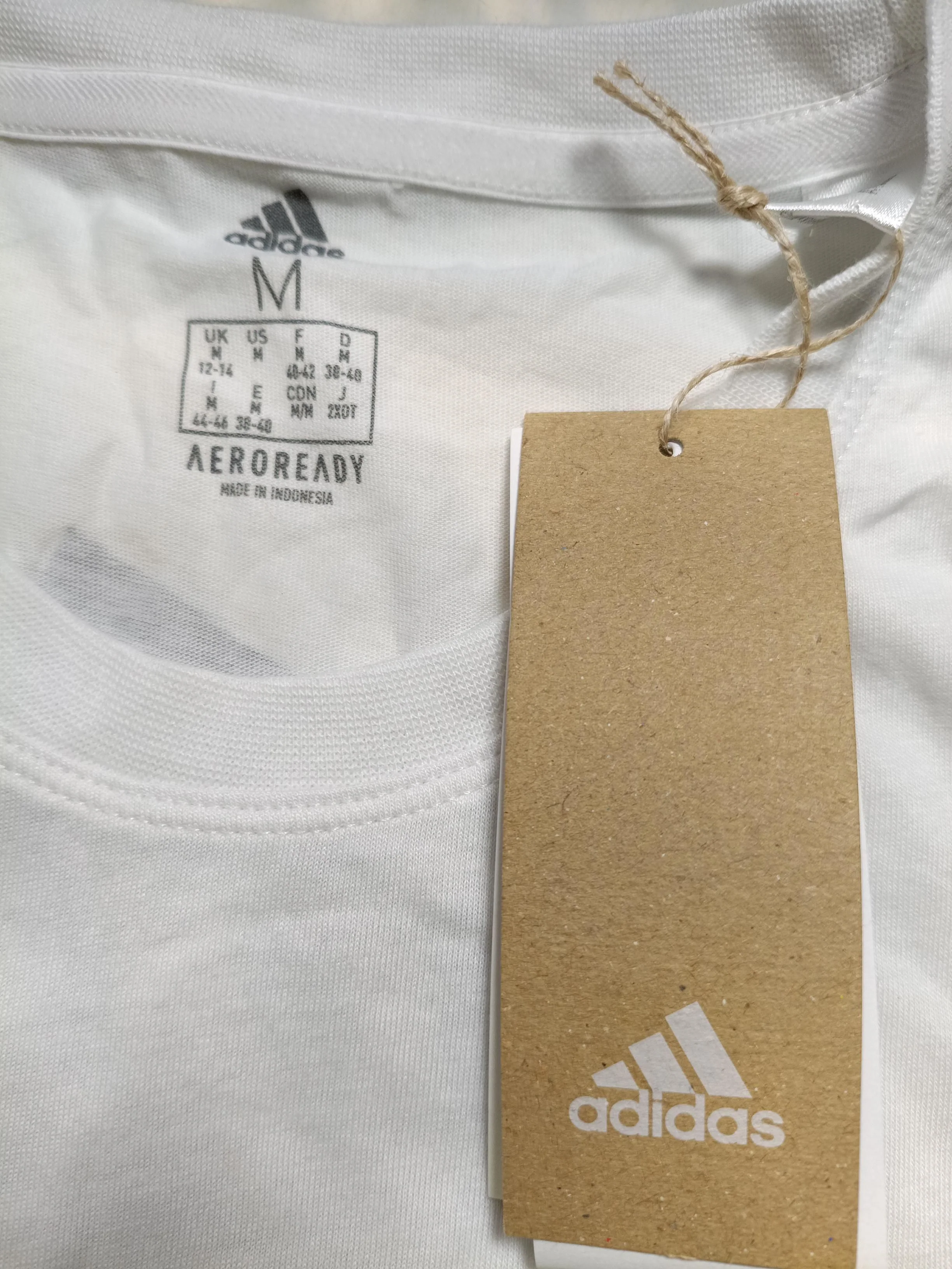 Adidas Men's T-Shirt M White Polyester with Cotton Basic New with tags - Image 5
