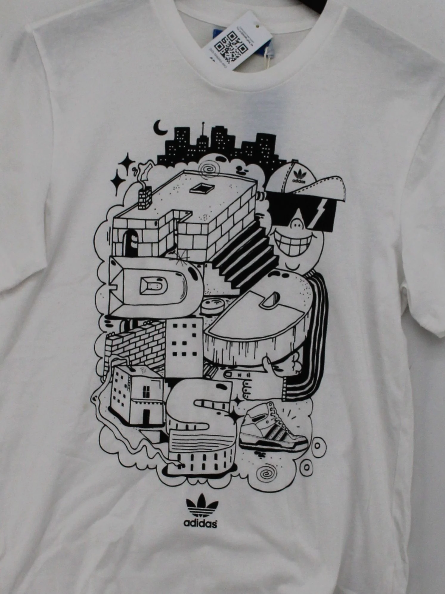 Adidas Men's T-Shirt S White Graphic 100% Cotton Basic - Image 3