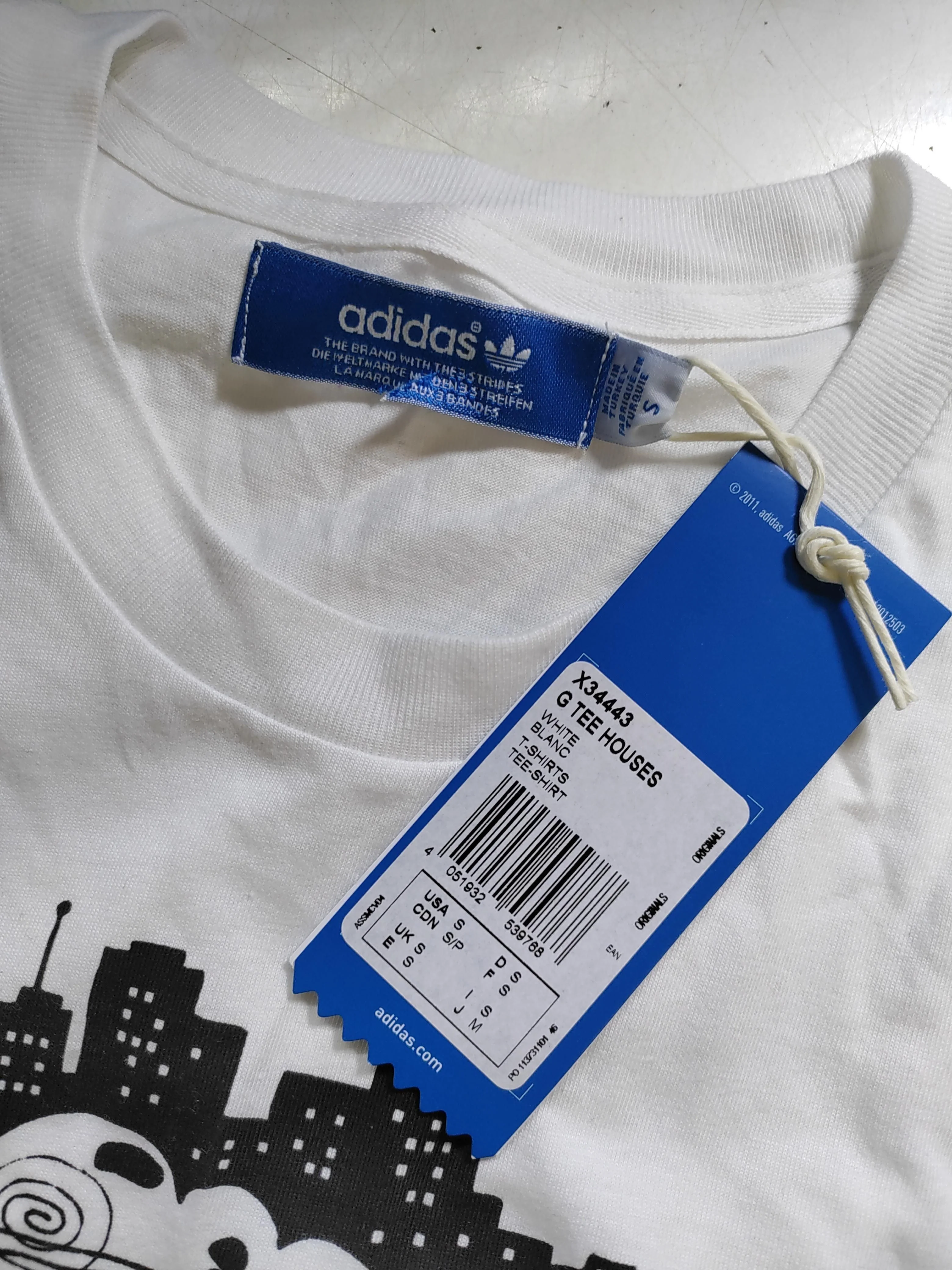 Adidas Men's T-Shirt S White Graphic 100% Cotton Basic - Image 5