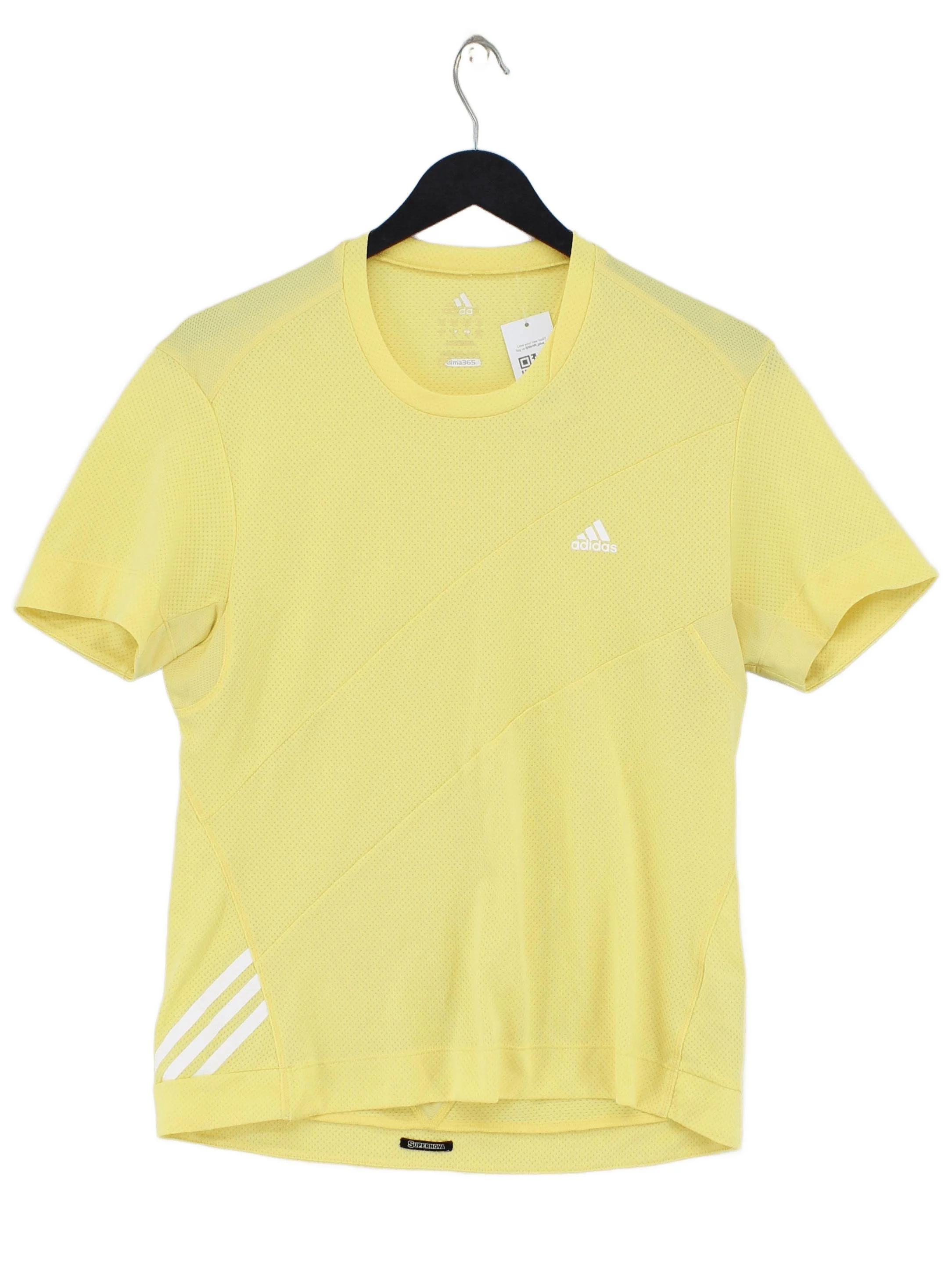 Adidas Men's T-Shirt S Yellow Polyester with Elastane Round Neck Basic